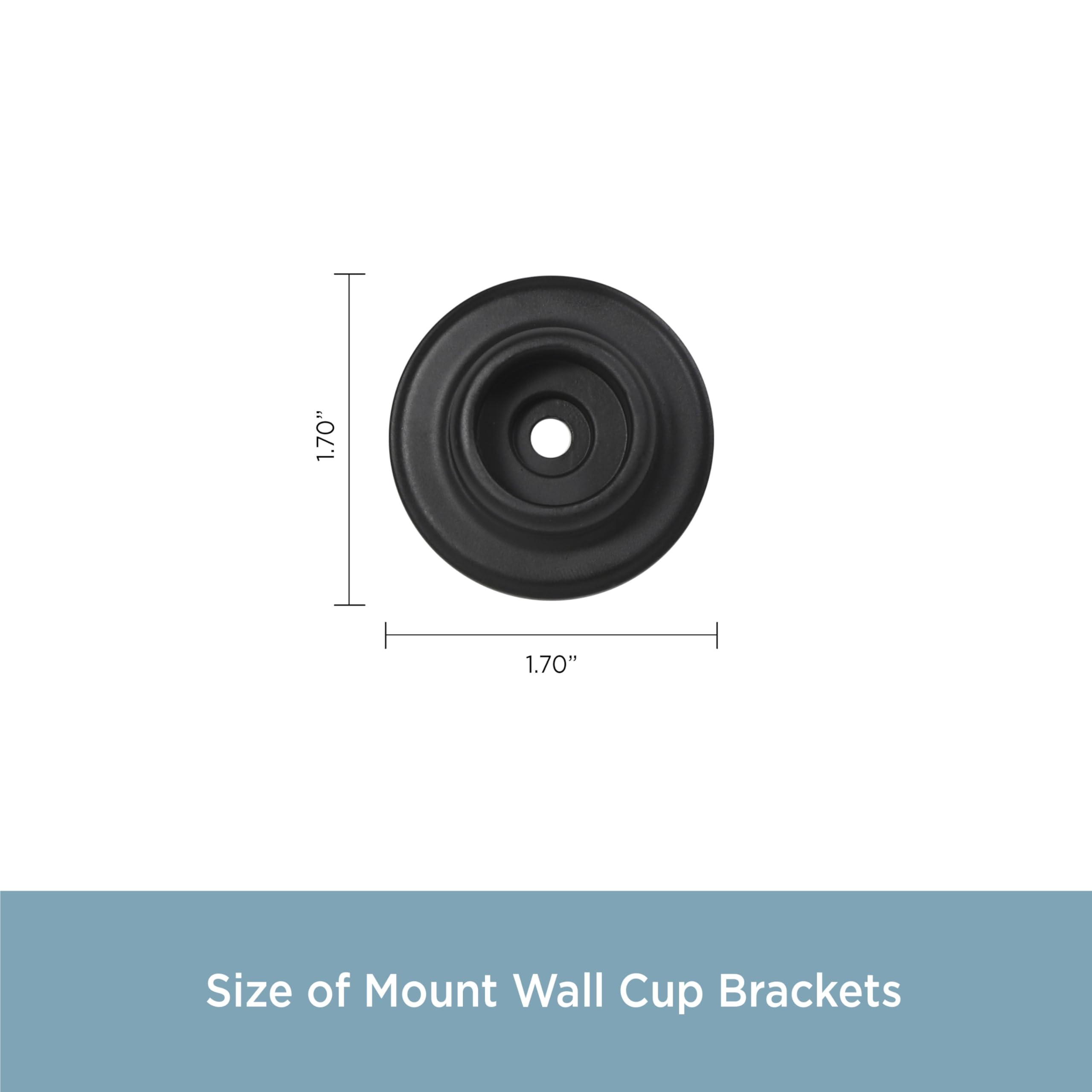 Kenney 3/4" Diameter Curtain Rod Hardware Mount Wall Cup Brackets, Set of 2, Black - Image 3