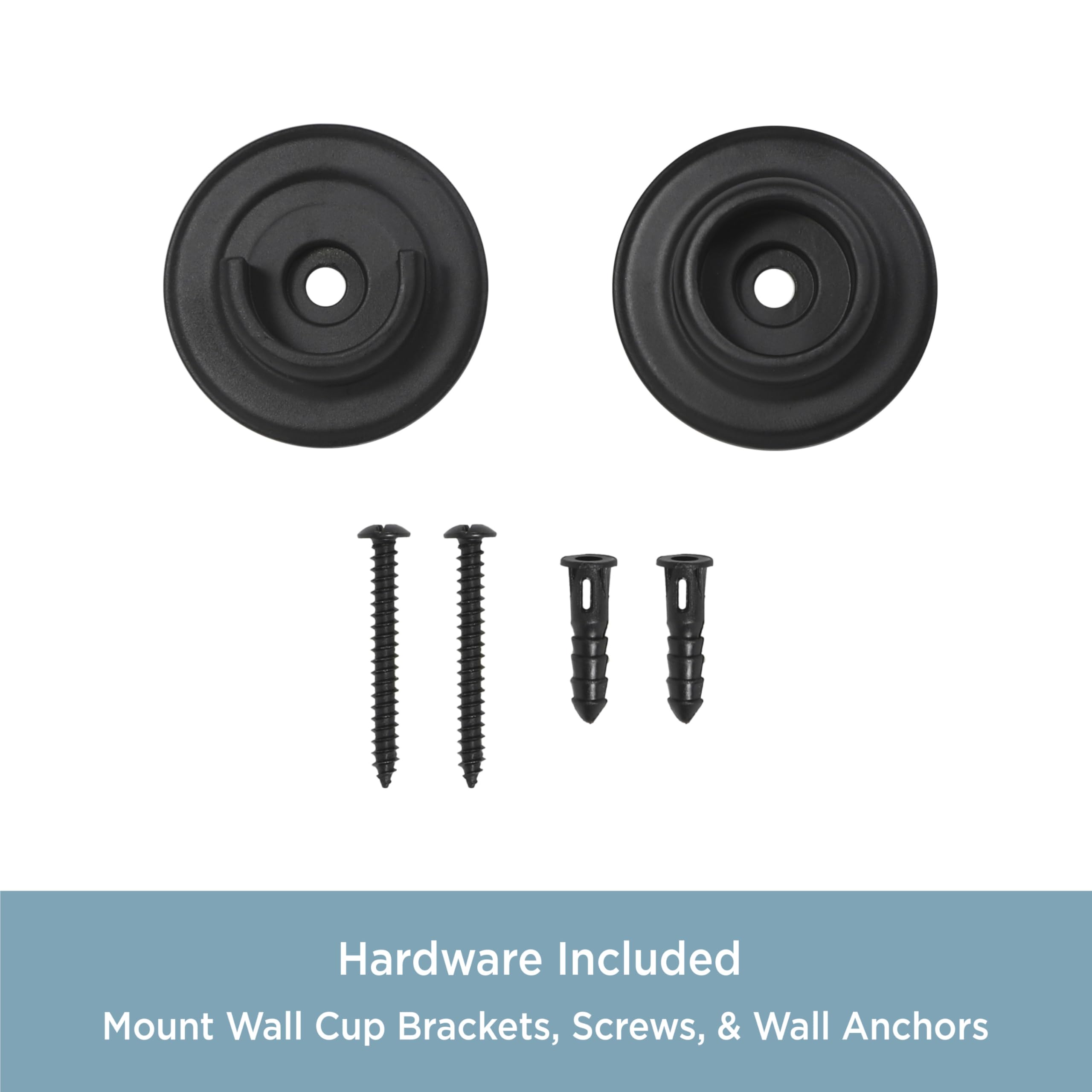 Kenney 3/4" Diameter Curtain Rod Hardware Mount Wall Cup Brackets, Set of 2, Black - Image 5