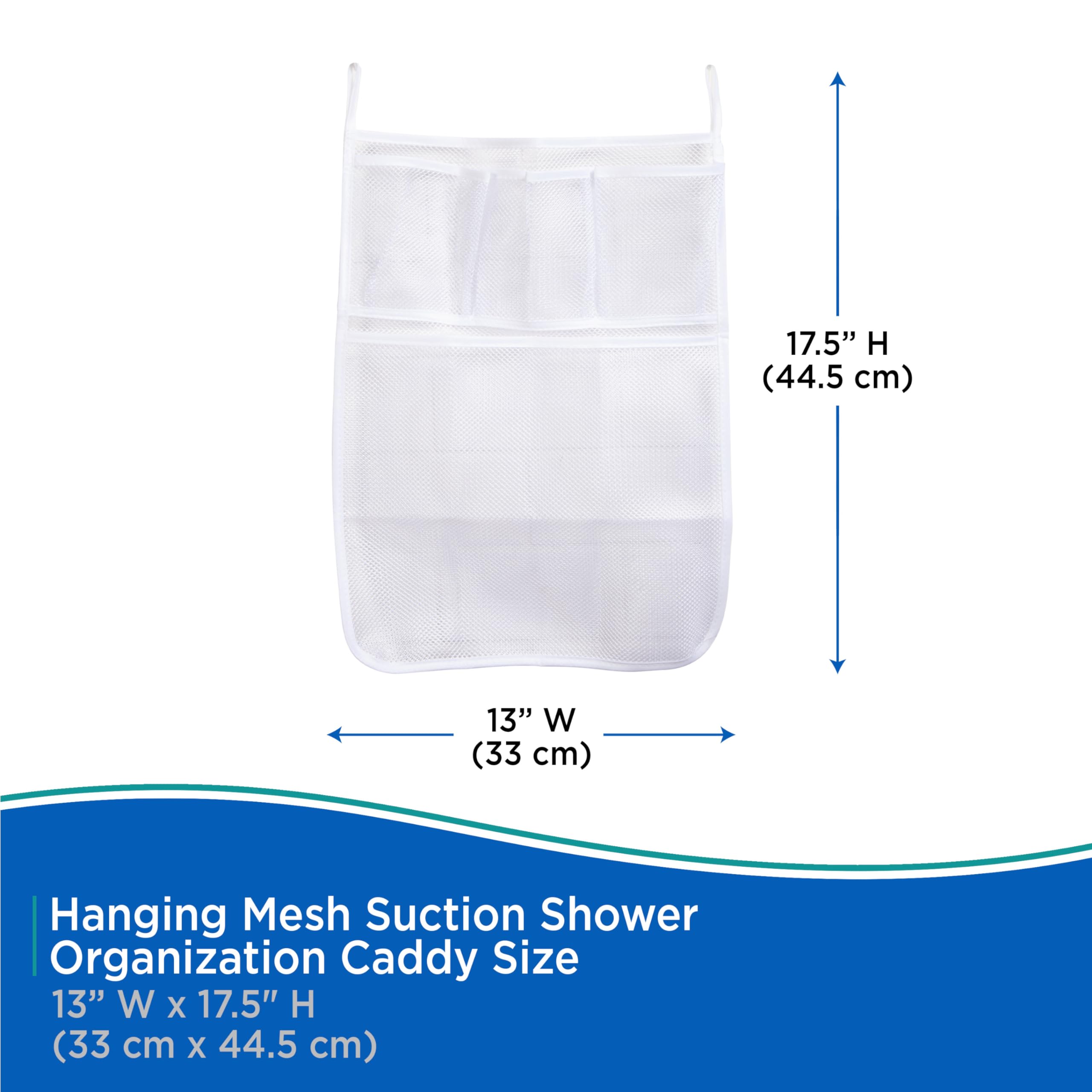 Kenney 4-Pocket Hanging Mesh Suction Shower Organization Caddy, White - Image 5