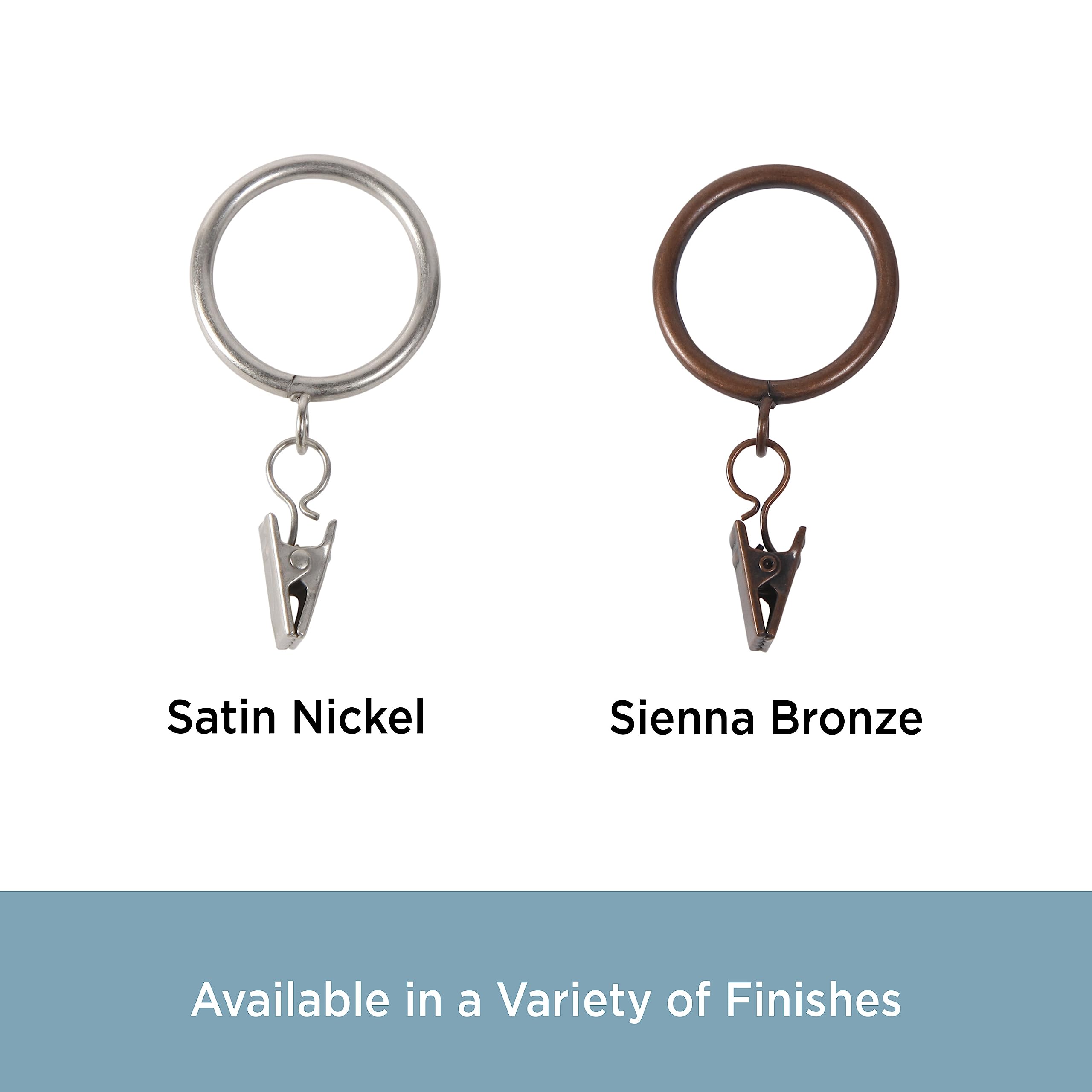 Kenney A58720012 Classic Clip Rings for Rods up to 1-Inch Diameter, Satin Nickel, 7-Pack - Image 5