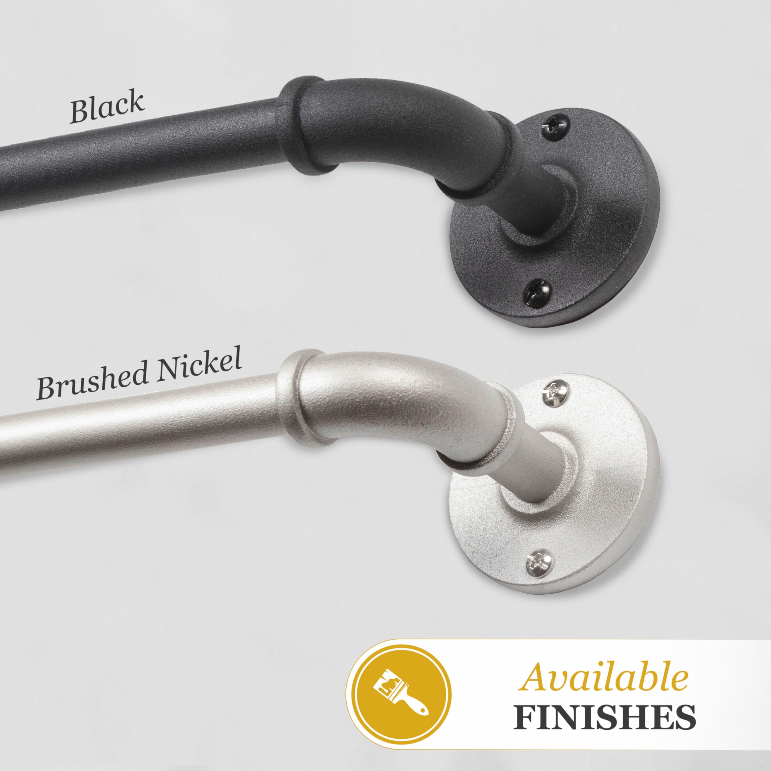 Kenney Adler Indoor/Outdoor Brushed Nickel Silver Curtain Rod, Adjustable Curtain Rod for Windows 28 to 48 Inches, Outdoor Curtain Rod for Patio, Textured Pipe Industrial Curtain Rod - Image 8