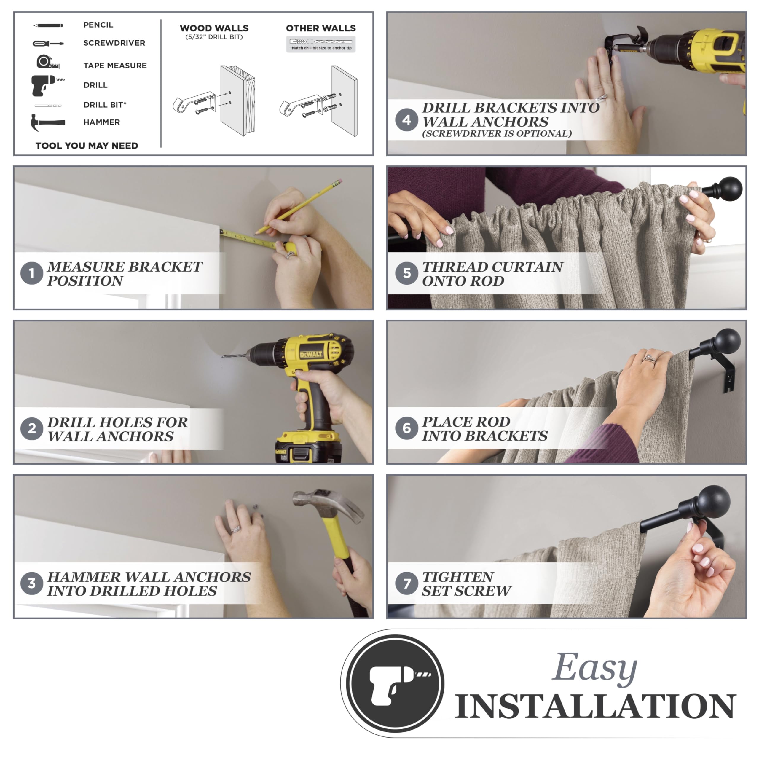 Kenney Deco Window Curtain Rod, 48 to 86-Inch, Cocoa - Image 9