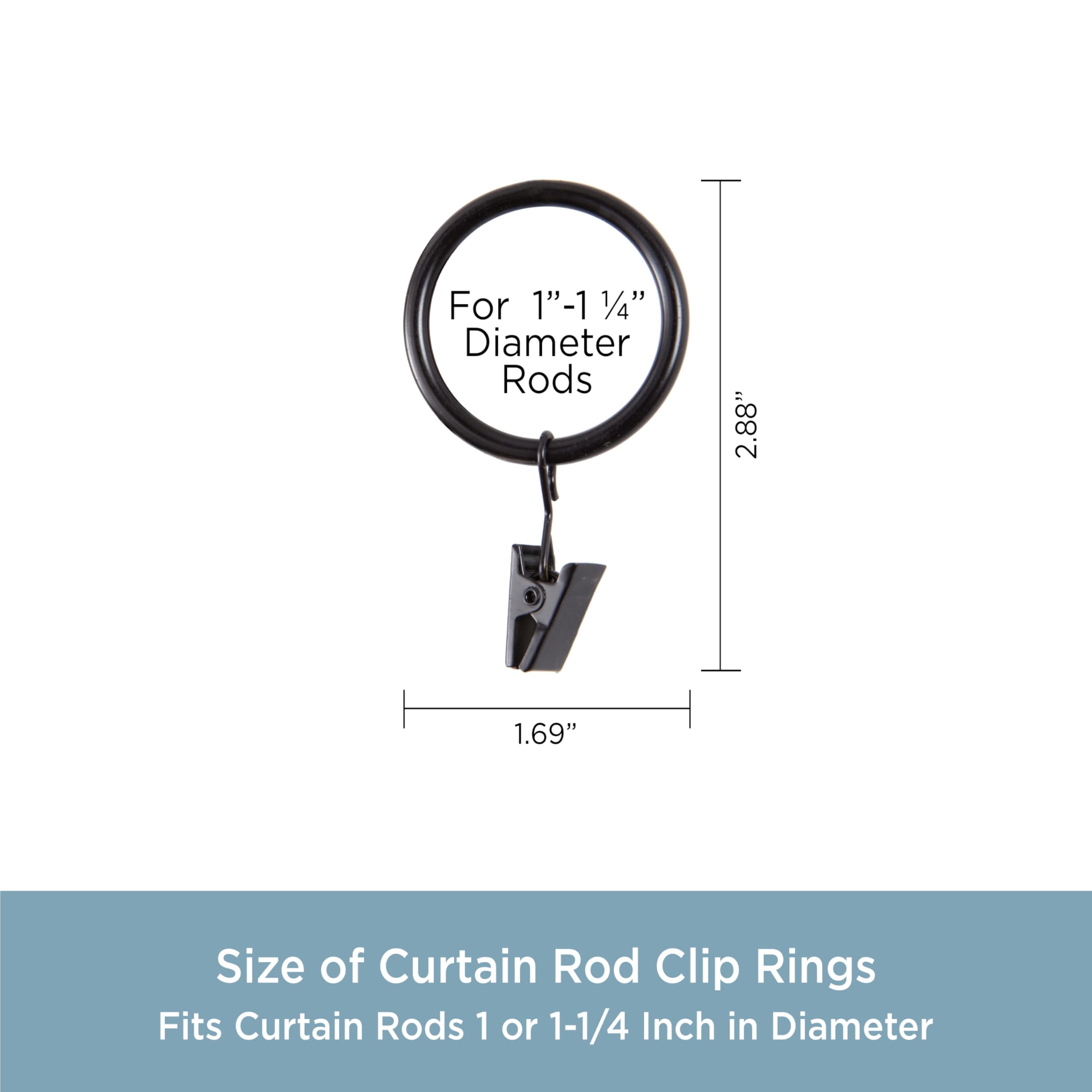 Kenney Clip Rings for 1" to 1-1/4" Diameter Curtain Rods, Black, 14-Pack - Image 3