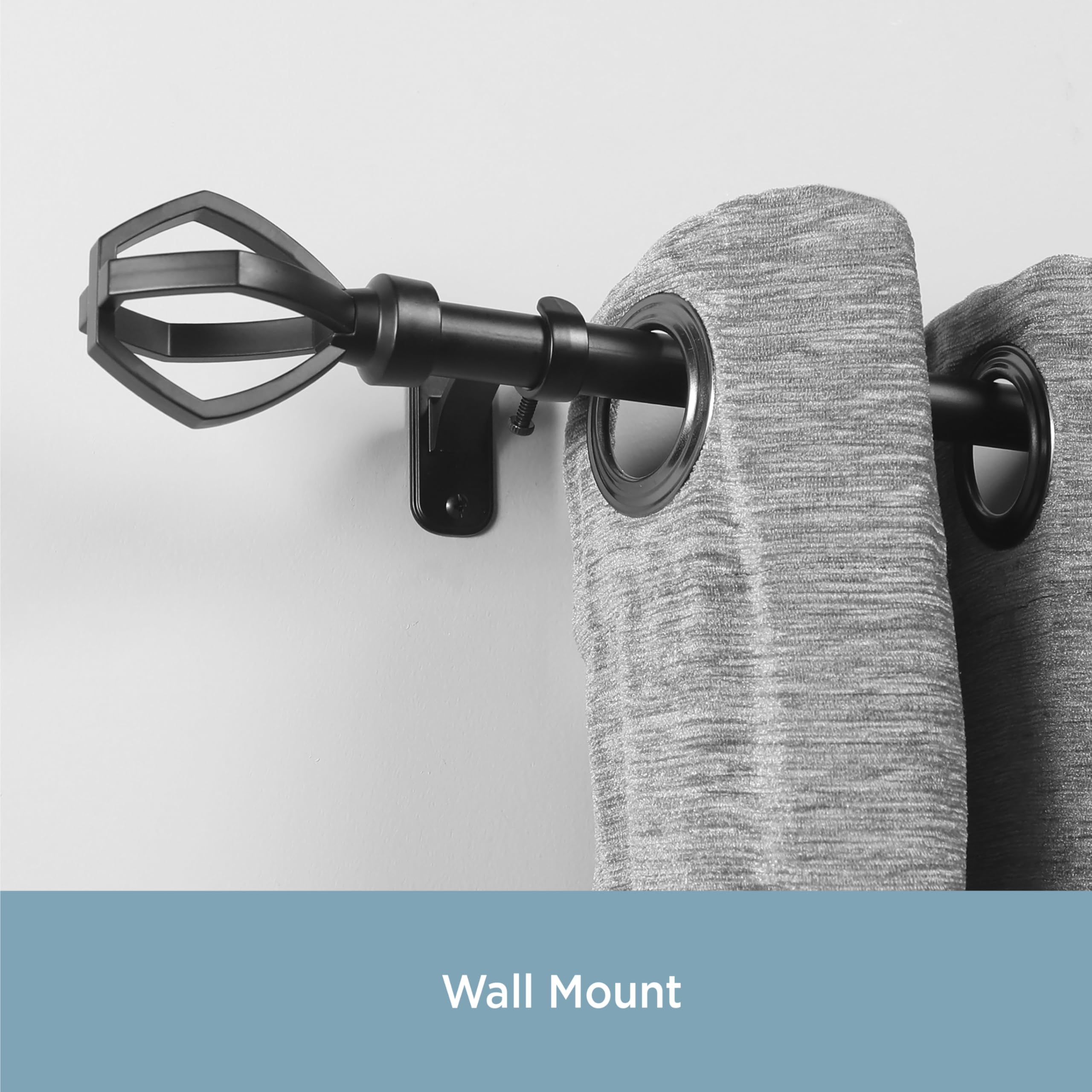 Kenney Curtain Rod Mounting Brackets, Wall or Ceiling Mount, 5/8"-3/4" Diameter, Set of 2, Black - Image 3