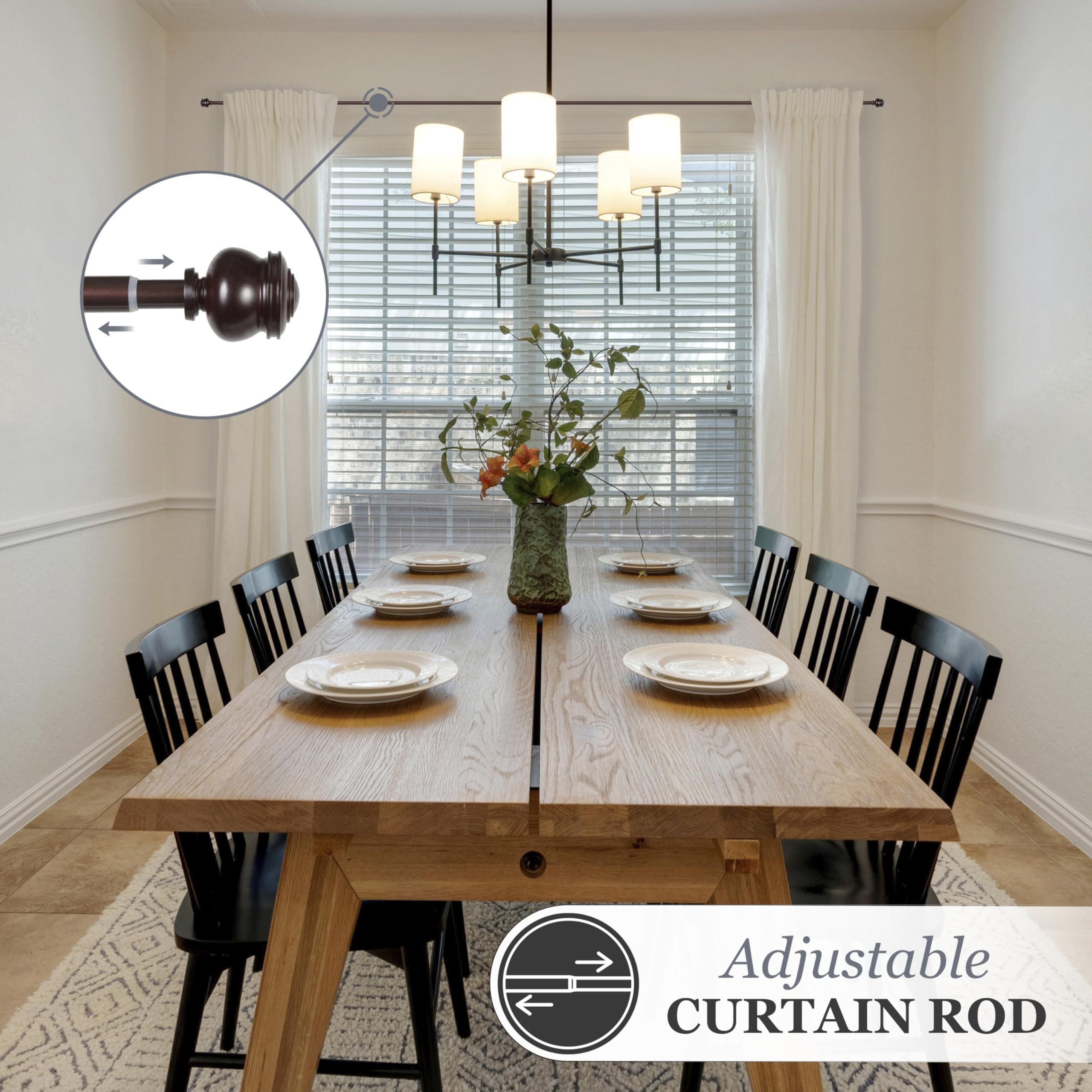 Kenney Deco Window Curtain Rod, 48 to 86-Inch, Cocoa - Image 3