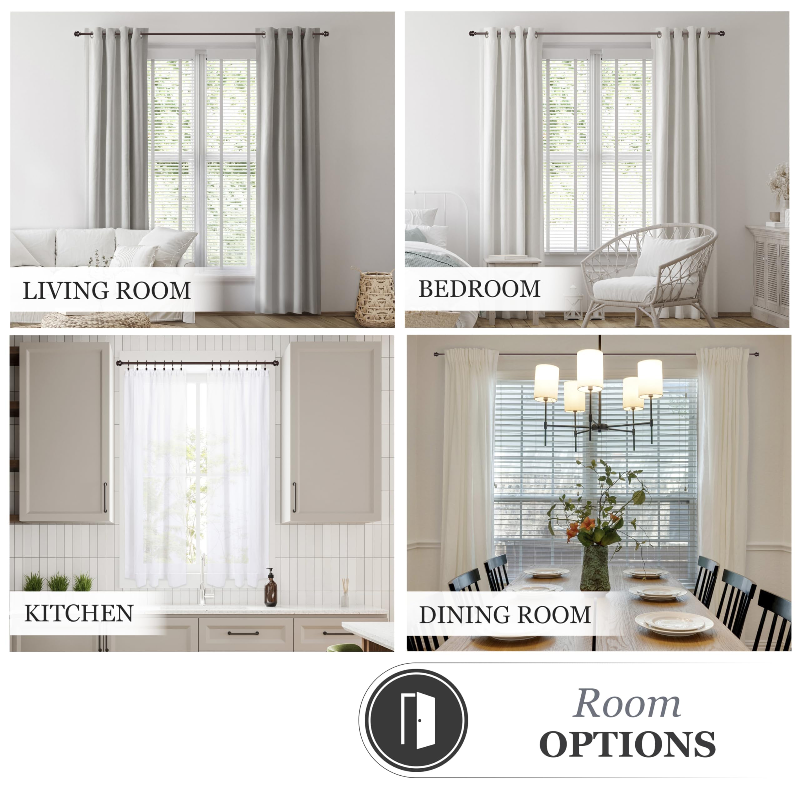 Kenney Deco Window Curtain Rod, 48 to 86-Inch, Cocoa - Image 8