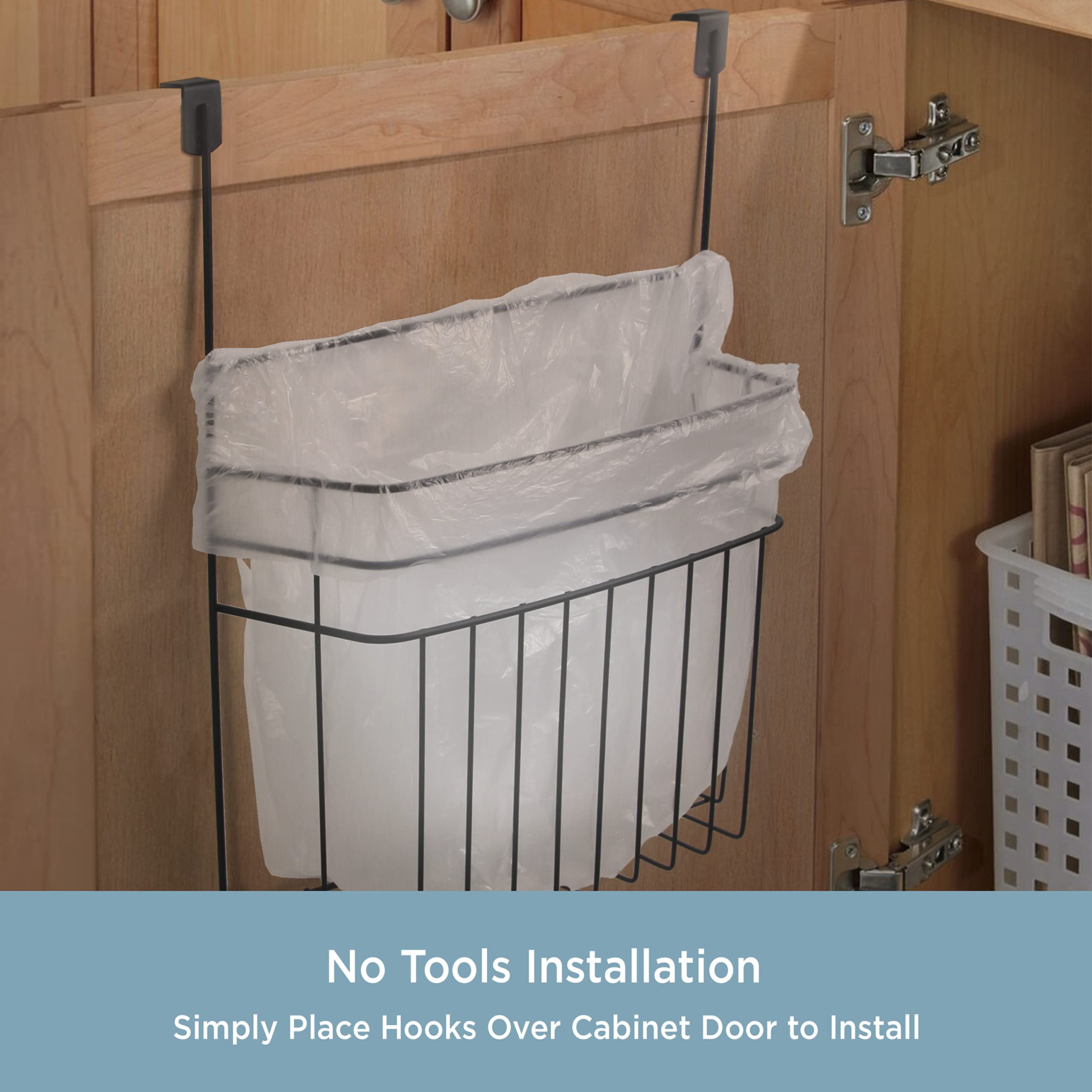 Kenney Inside the Cabinet Waste Basket Caddy, Black - Image 3