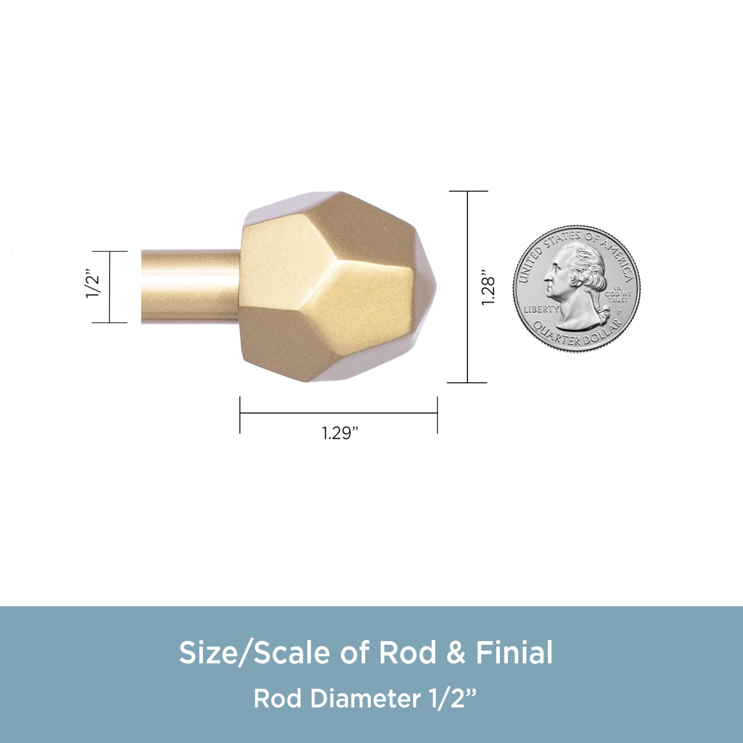 Kenney KN55903 River Geometric End Petite Café Decorative Window Curtain Rod, 48-86" Adjustable Length, Burnished Brass Finish, 1/2" Diameter Steel Tube - Image 3