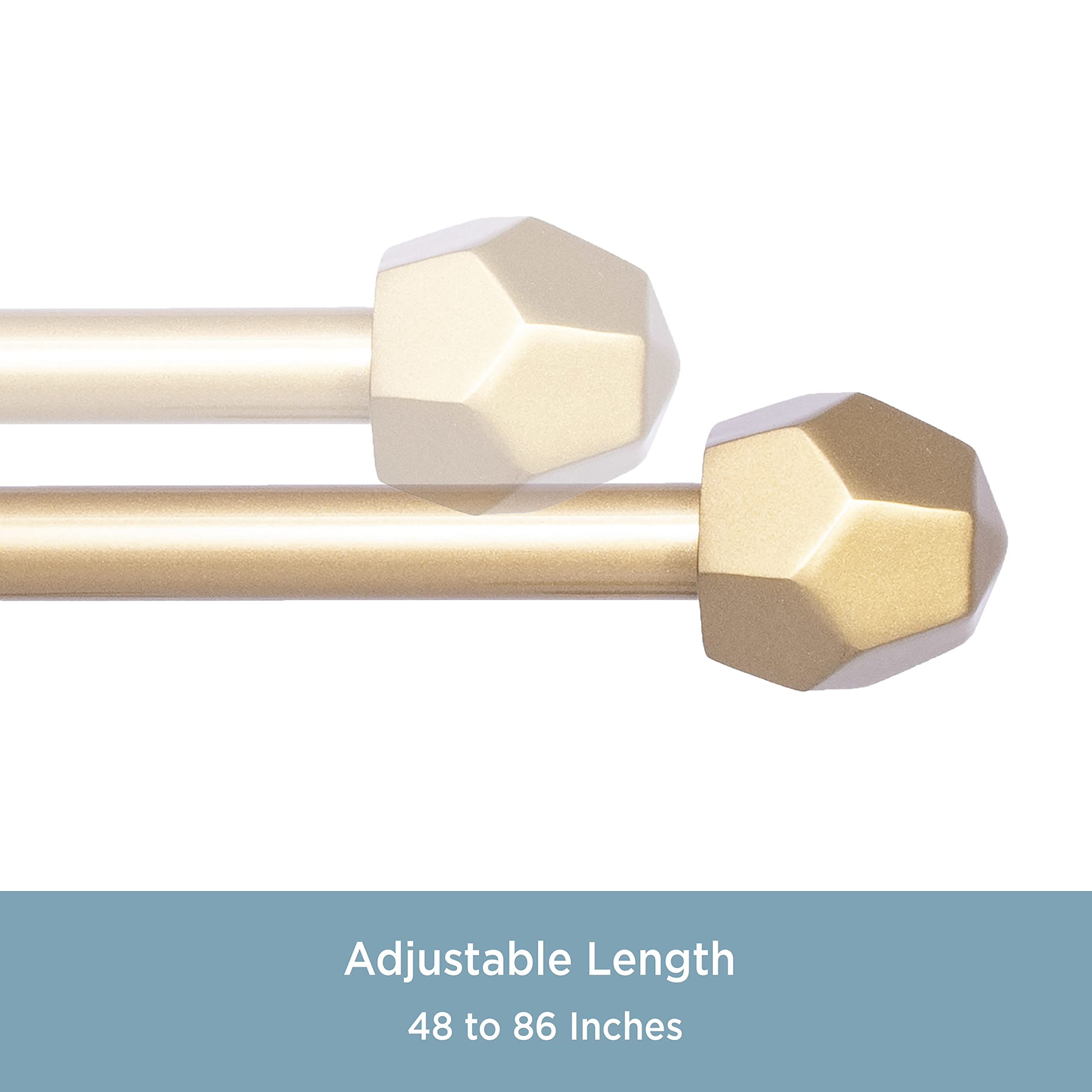 Kenney KN55903 River Geometric End Petite Café Decorative Window Curtain Rod, 48-86" Adjustable Length, Burnished Brass Finish, 1/2" Diameter Steel Tube - Image 4