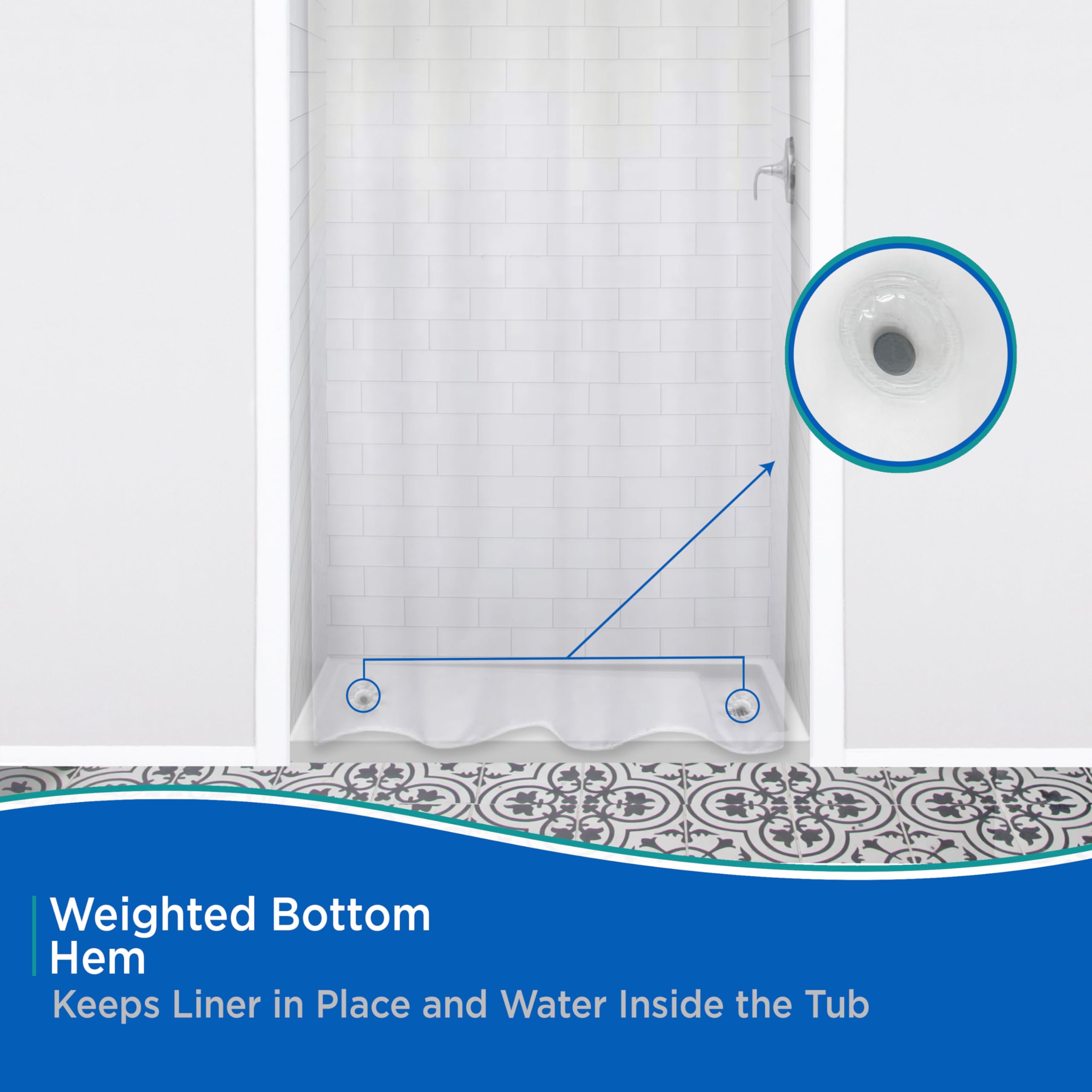 Kenney KN61147 Medium Weight 5 Gauge Waterproof PEVA Stall Shower Curtain Liner with Rust-Resistant Metal Grommets and Weighted Magnetic Hem for Bathroom, 42" W x 72" H, Clear - Image 6