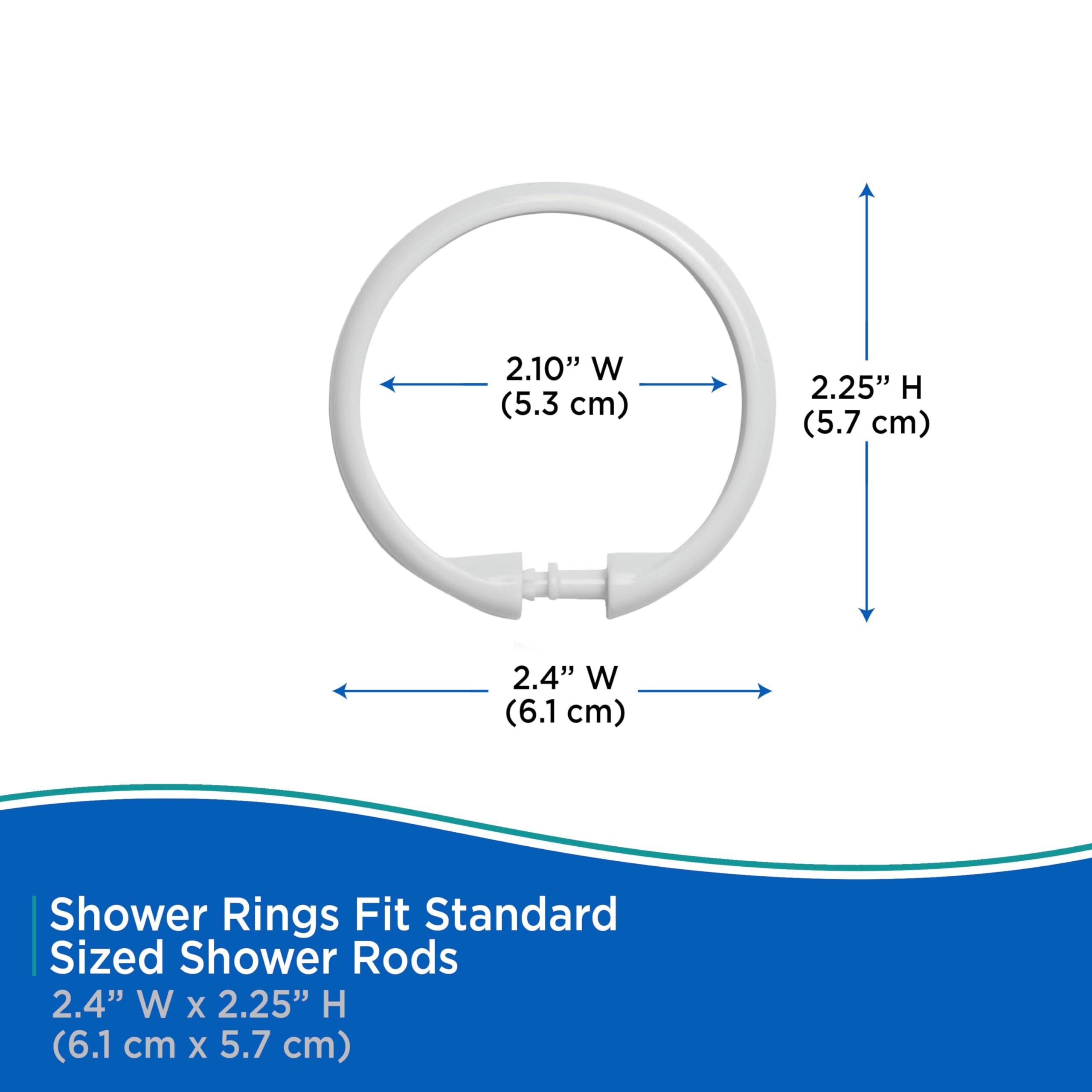 Kenney KN61217 Rust-Proof Smooth Plastic Shower Curtain Rings for Shower Curtain and Standard Shower Curtain Rod, Bathroom Use, Easy to Snap Closure, Easy to Install, Set of 12, White - Image 7
