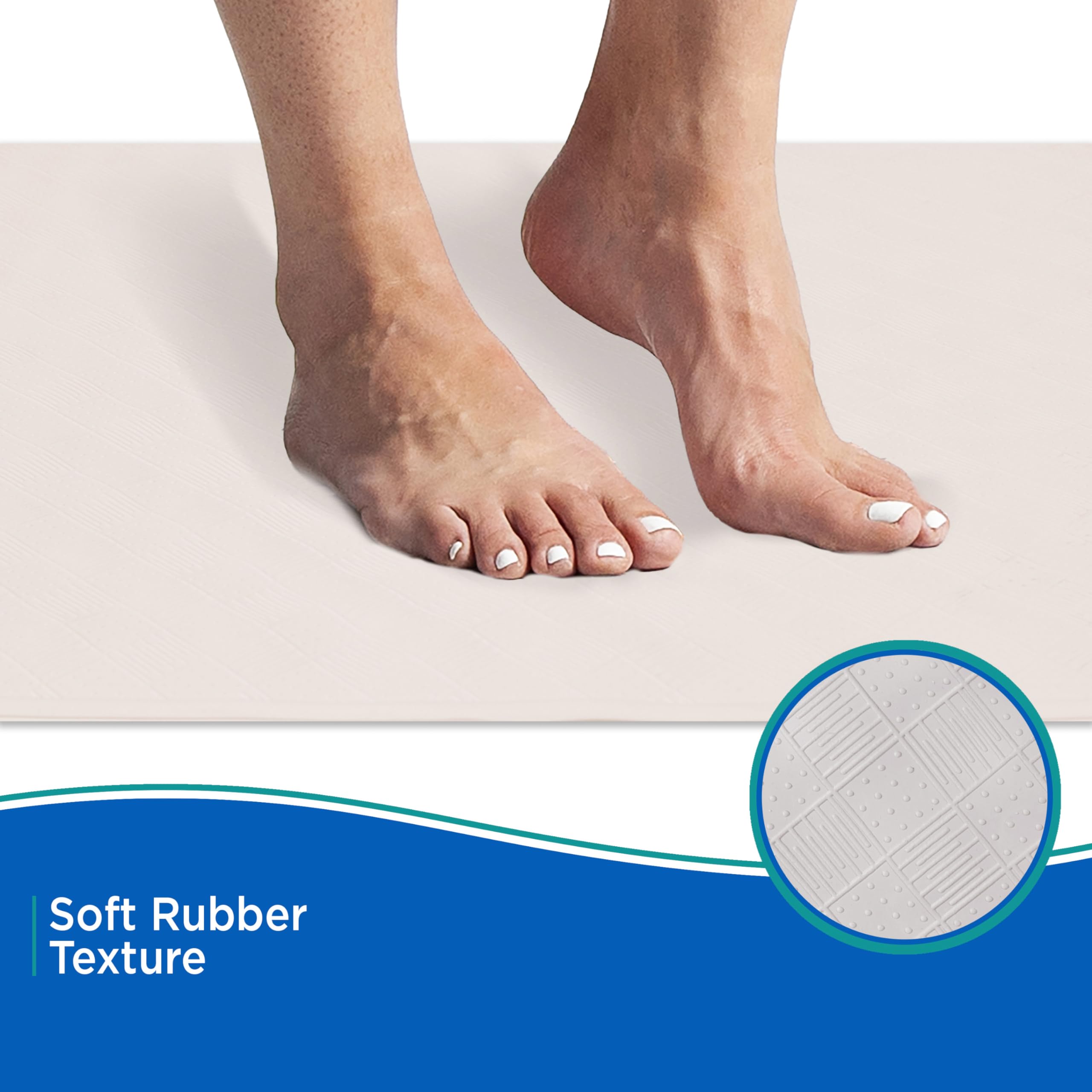 Kenney KN61280 Textured Rubber Bath Mat, Shower Mat, Tub Mat with Suction Cups for Use Inside the Bathroom Shower, 27.5" L x 15.5" W, Off White - Image 4