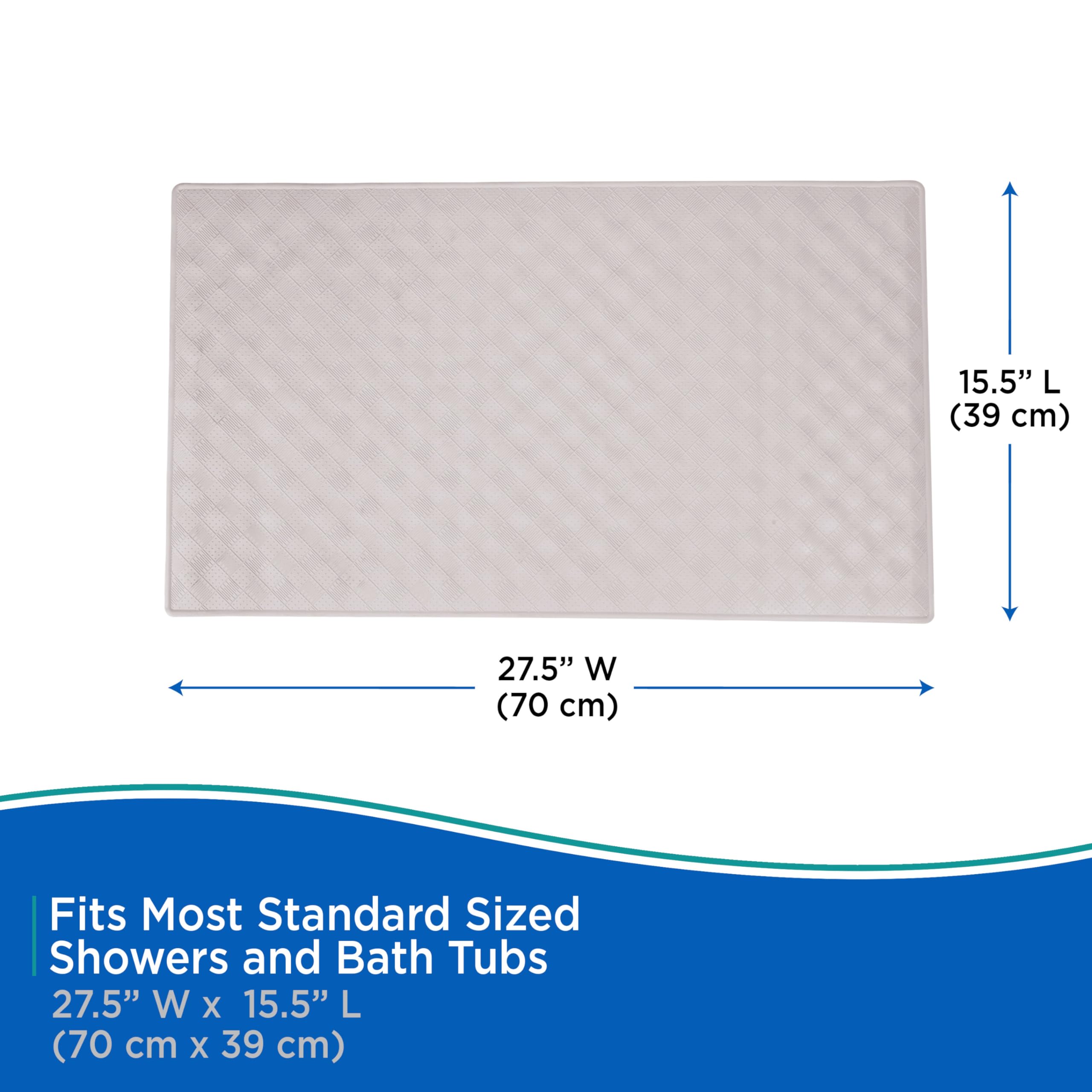 Kenney KN61280 Textured Rubber Bath Mat, Shower Mat, Tub Mat with Suction Cups for Use Inside the Bathroom Shower, 27.5" L x 15.5" W, Off White - Image 6