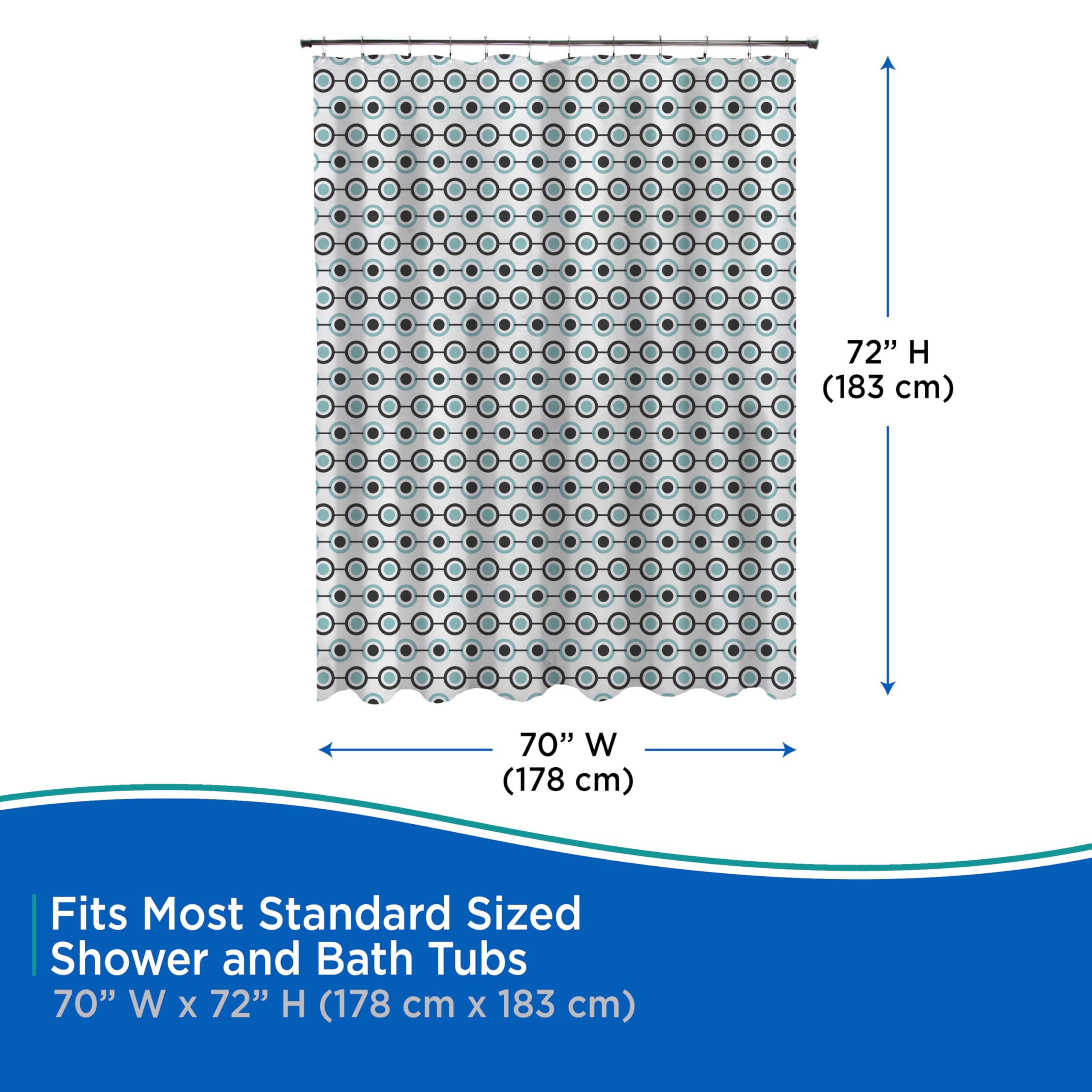 Kenney KN61283 Medium Weight 5 Gauge Decorative Printed Waterproof PEVA Shower Curtain Liner with Durable Eyelet Hang Holes for Bathroom, 70" W x 72" H, Lots of Dots White Black Blue Pattern - Image 5