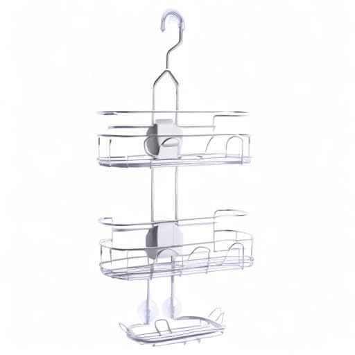 Kenney KN614124 Easy Slide 4-Way Adjustable Shower Caddy, 25.5" L x 12.25" W x 5" D Rust-Resistant Configurable Metal 2-Shelf Hanging Caddy with Soap Dish, Suction Cups and Razor Holders, Chrome - Image 10
