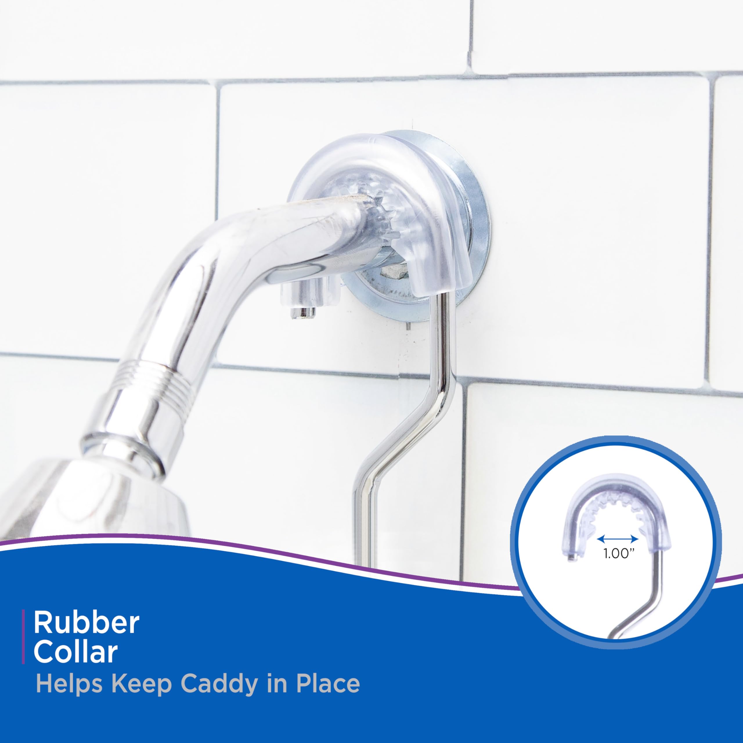 Kenney KN614124 Easy Slide 4-Way Adjustable Shower Caddy, 25.5" L x 12.25" W x 5" D Rust-Resistant Configurable Metal 2-Shelf Hanging Caddy with Soap Dish, Suction Cups and Razor Holders, Chrome - Image 7