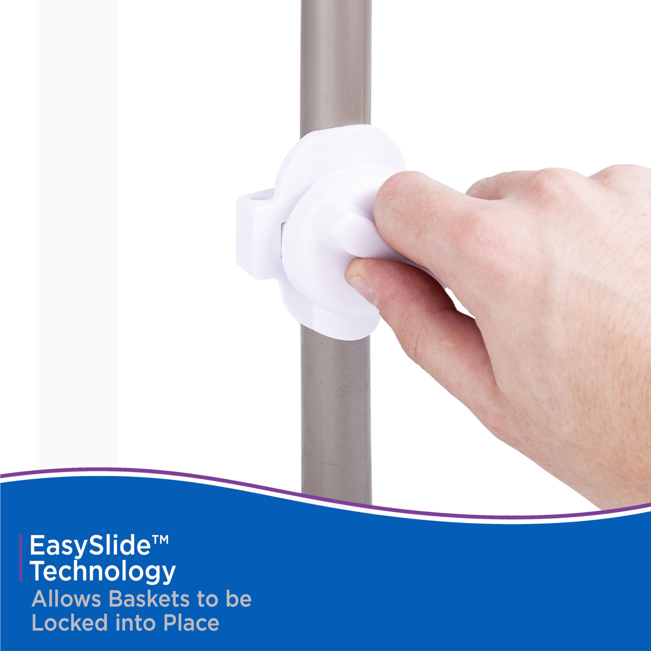 Kenney KN614128 Easy Slide Adjustable Height (6' 9"-9') Spring Tension Metal Corner Pole Shower Caddy with 3 Adjustable Rust-Resistant Basket Shelves, Towel Bars, and Razor Holders, Brushed Nickel - Image 5