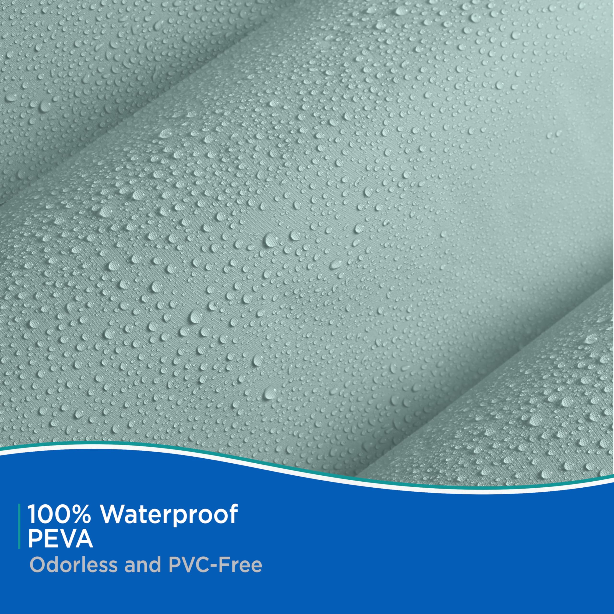 Kenney KN61437 Medium Weight 5 Gauge Waterproof PEVA Shower Curtain Liner with Rust-Resistant Metal Grommets and Weighted Magnetic Hem for Bathroom, 70" W x 72" H, Dusty Blue, 1-Pack - Image 5