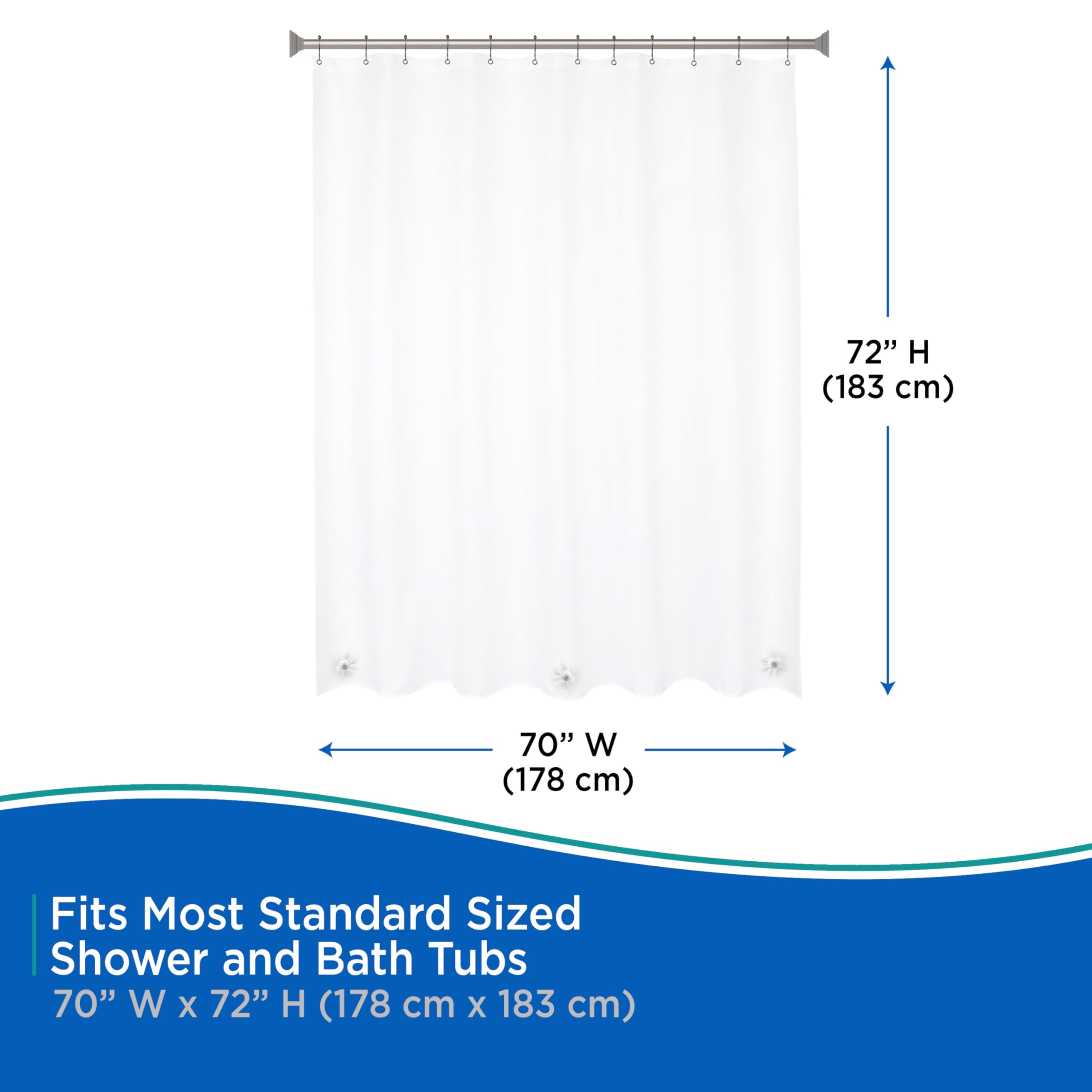 Kenney KN61447 Medium Weight 5 Gauge Waterproof PEVA Shower Curtain Liner with 5 Mesh Storage Pockets and Rust-Resistant Metal Grommets for Bathroom, 70" W x 72" H, Clear - Image 7