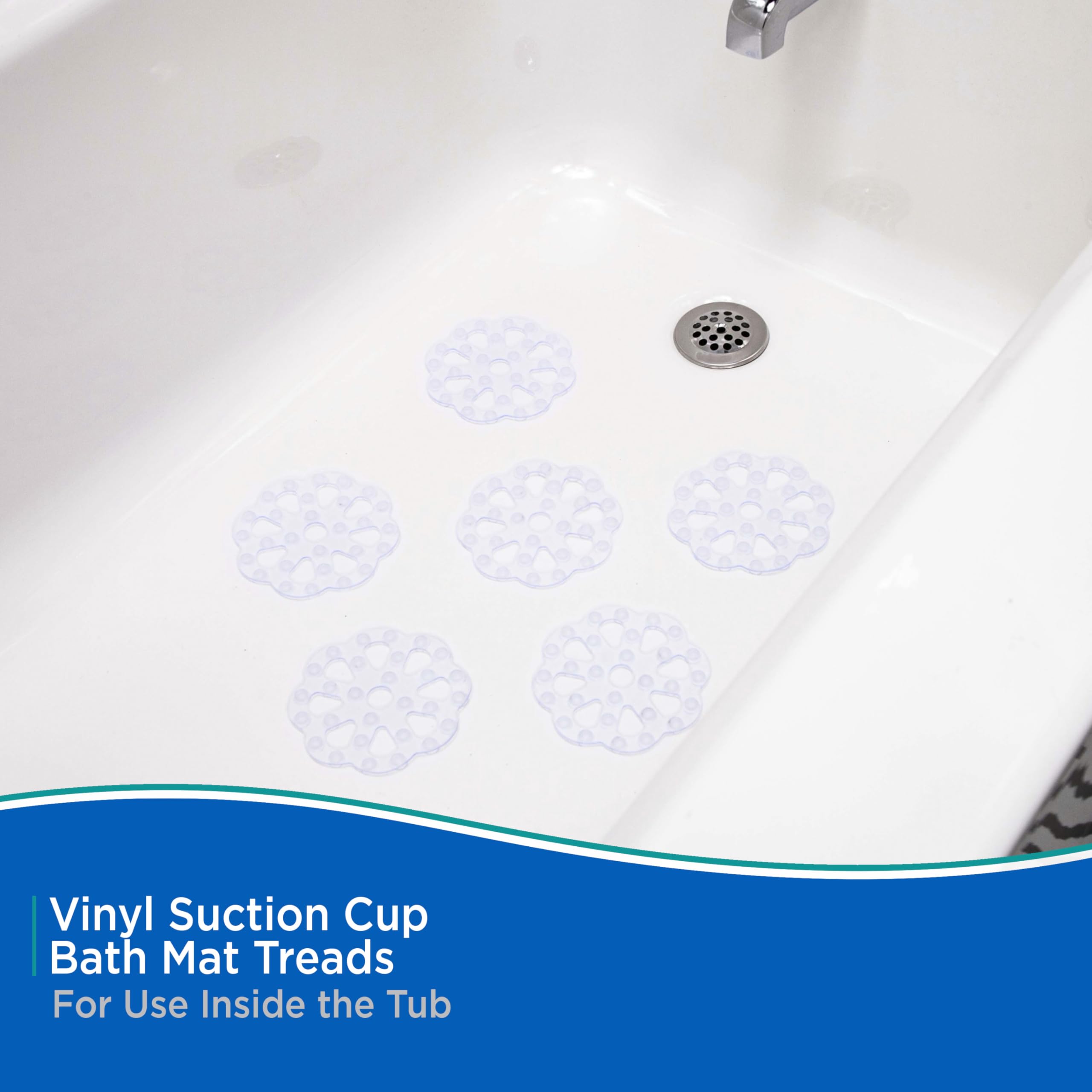 Kenney KN61549 Vinyl Bath Treads with Suction Cups for Use Inside the Bathroom Shower, 5" L x 5" W, Clear - Image 3