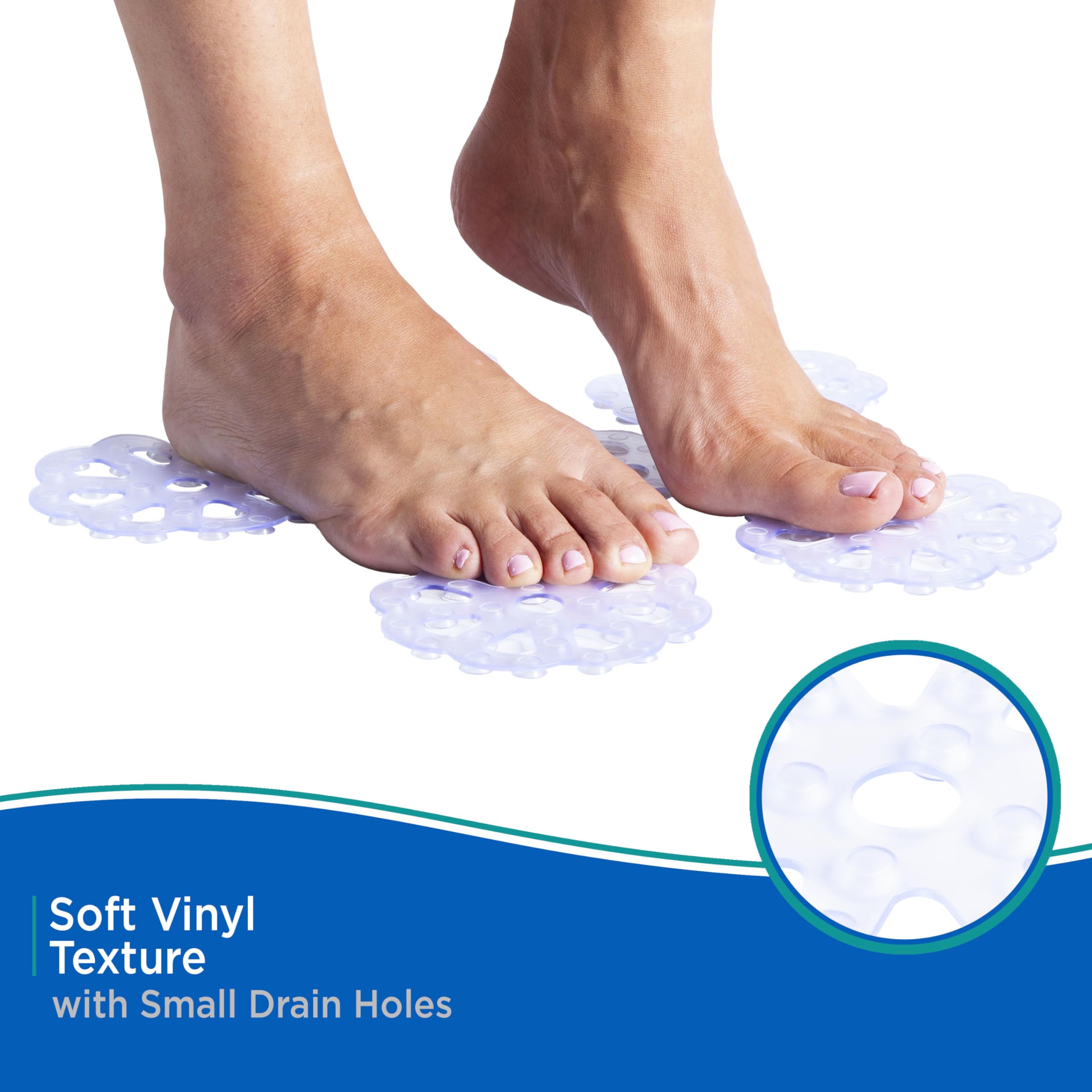 Kenney KN61549 Vinyl Bath Treads with Suction Cups for Use Inside the Bathroom Shower, 5" L x 5" W, Clear - Image 4