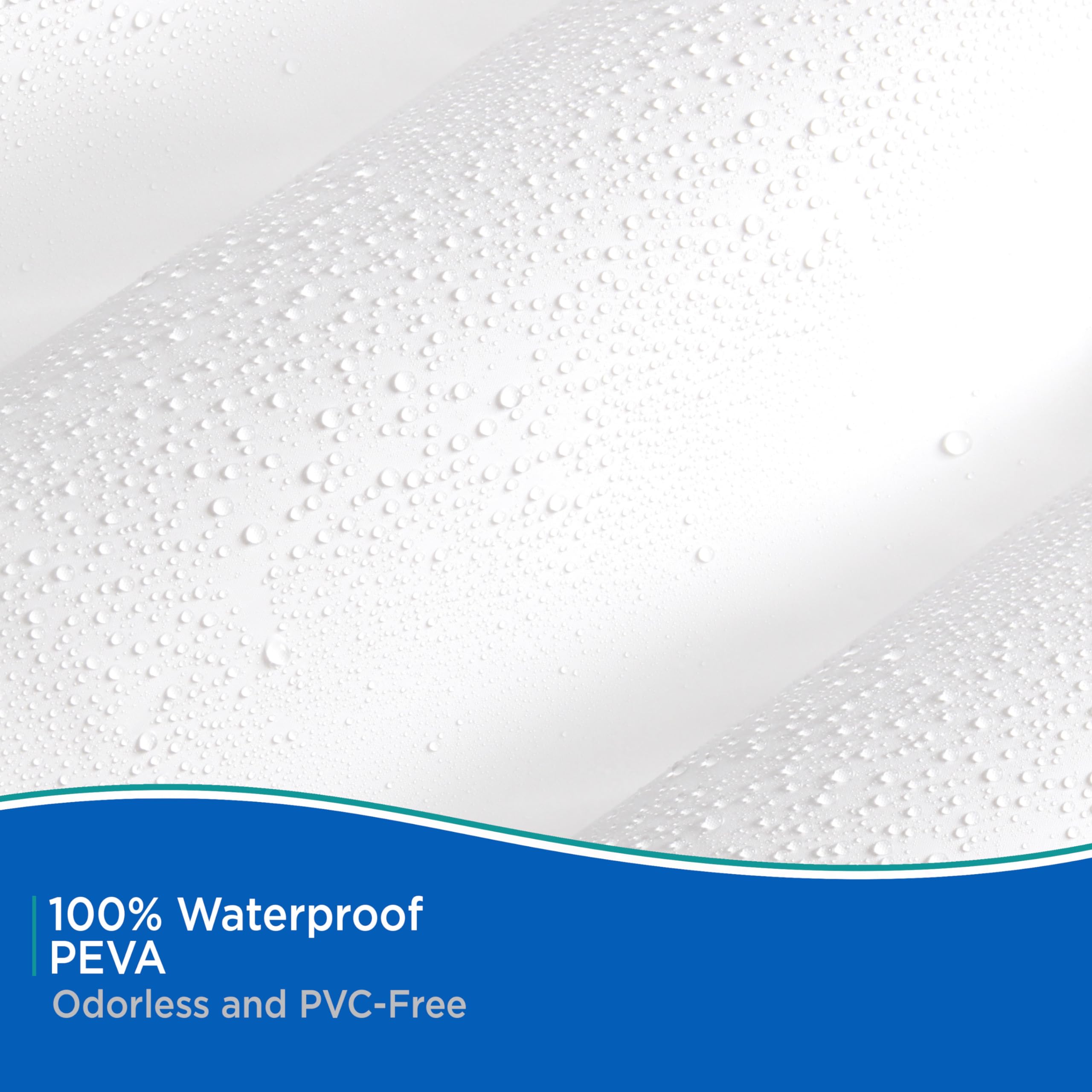 Kenney KN61709 Medium Weight 5 Gauge Waterproof PEVA Shower Curtain Liner with Durable Eyelet Hang Holes, Weighted Magnetic Hem, and 12 Piece Beaded Roller Ring Set for Bathroom, 70" W x 72" H, White - Image 6