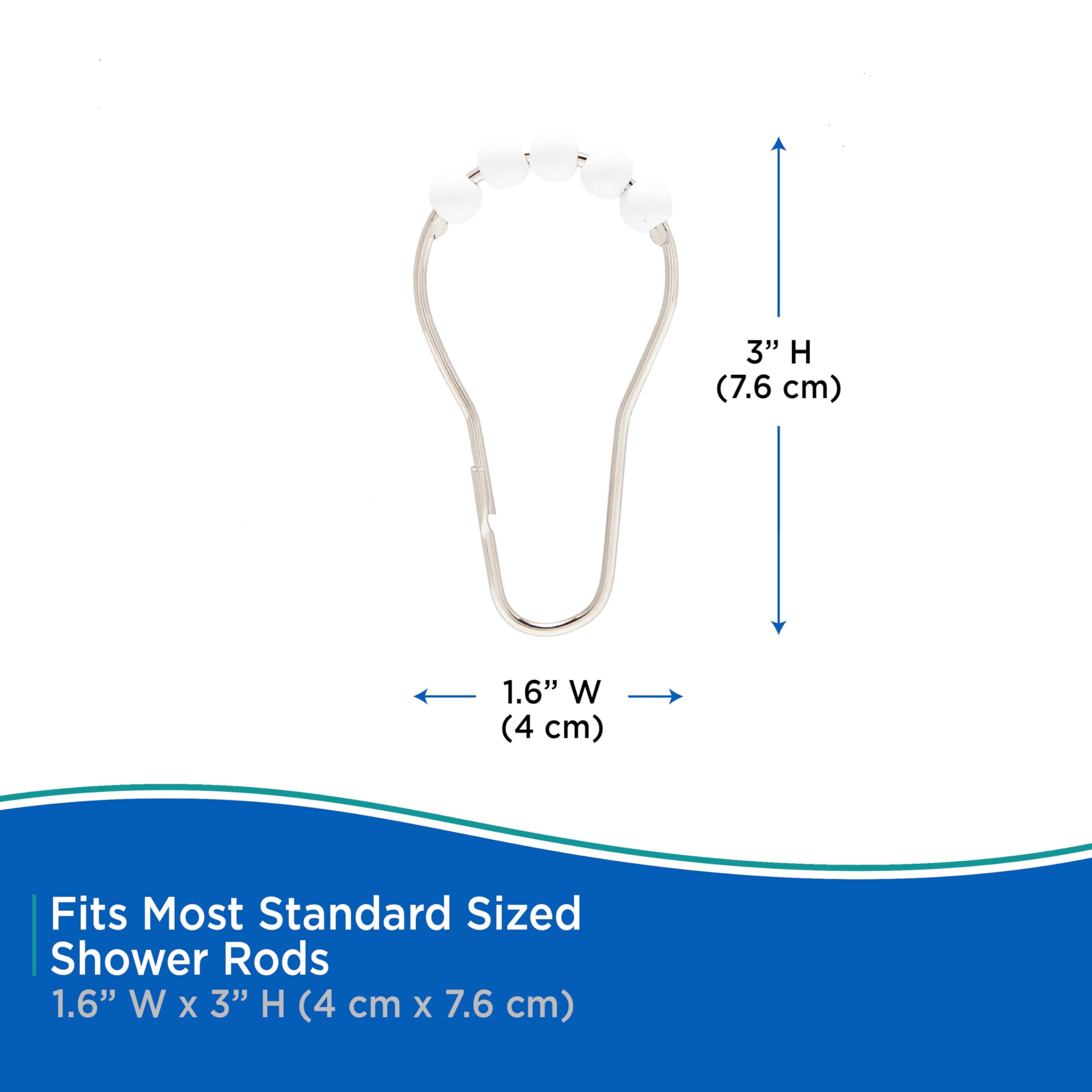 Kenney KN61709 Medium Weight 5 Gauge Waterproof PEVA Shower Curtain Liner with Durable Eyelet Hang Holes, Weighted Magnetic Hem, and 12 Piece Beaded Roller Ring Set for Bathroom, 70" W x 72" H, White - Image 9