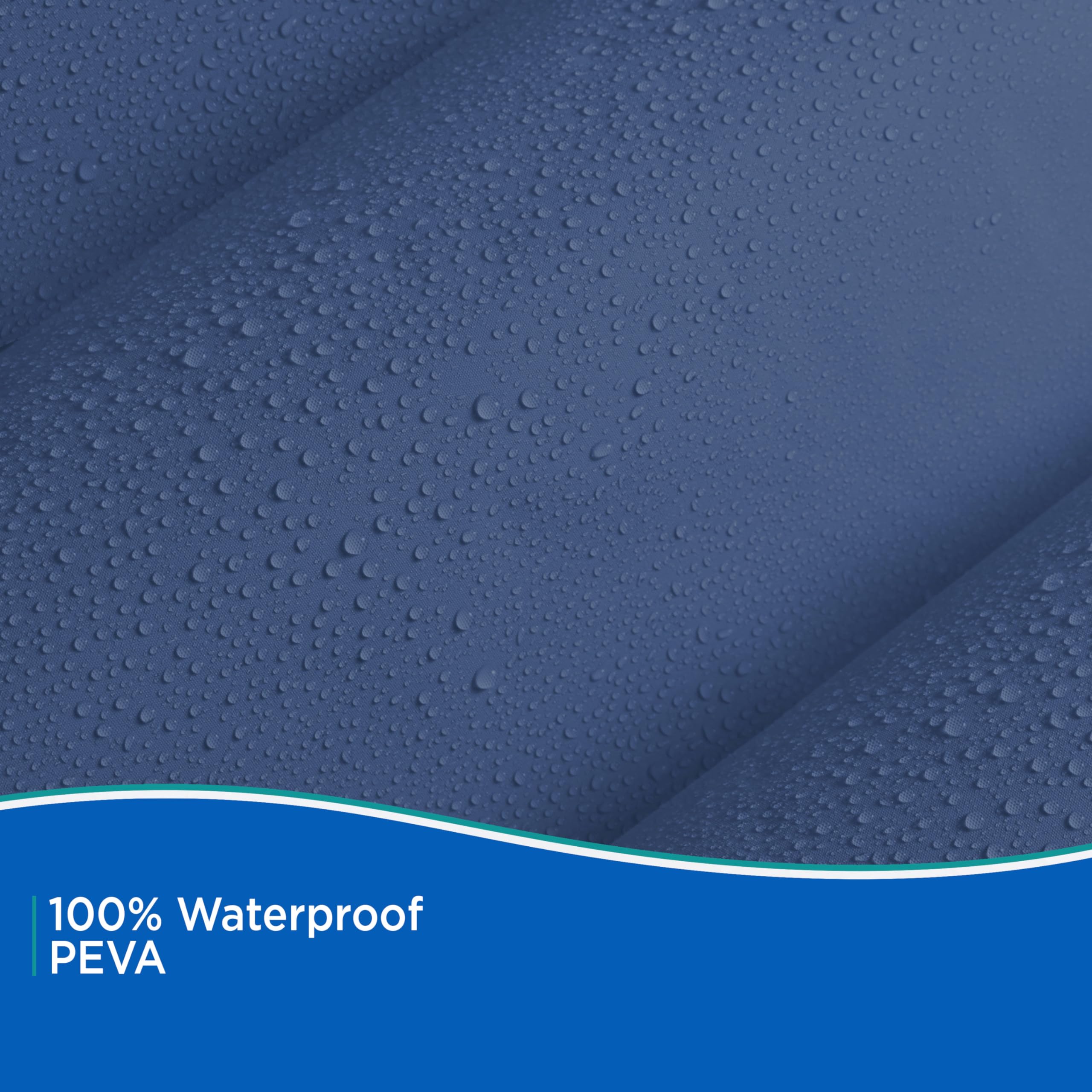 Kenney KN61752 Lightweight 3 Gauge Waterproof PEVA Shower Curtain Liner with Durable Eyelet Hang Holes, Weighted Magnetic Hem, and 12 Piece Plastic C-Ring Set for Bathroom, 70" W x 72" H, Blue - Image 5