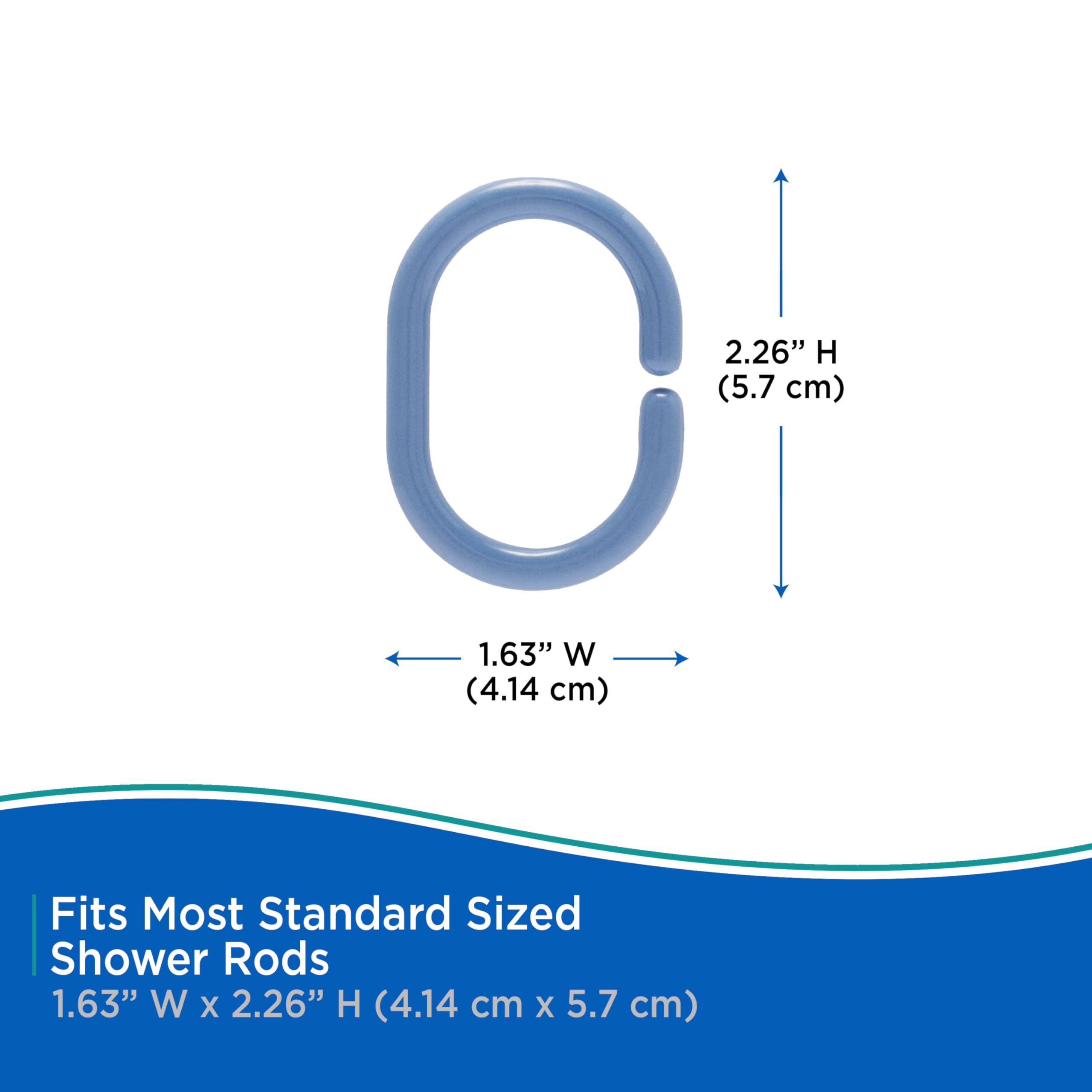 Kenney KN61752 Lightweight 3 Gauge Waterproof PEVA Shower Curtain Liner with Durable Eyelet Hang Holes, Weighted Magnetic Hem, and 12 Piece Plastic C-Ring Set for Bathroom, 70" W x 72" H, Blue - Image 9