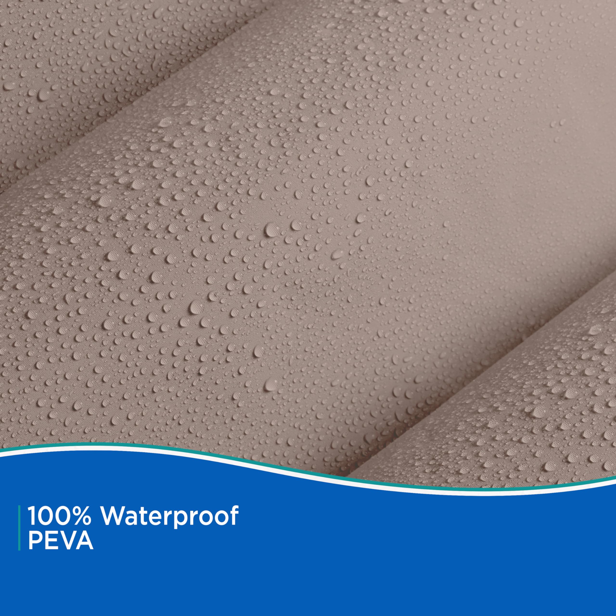 Kenney KN61754 Lightweight 3 Gauge Waterproof PEVA Shower Liner with Durable Eyelet Hang Holes, Weighted Magnetic Hem, and 12 Piece C-Ring Set for Bathroom, 70" W x 72" H, Taupe - Image 5