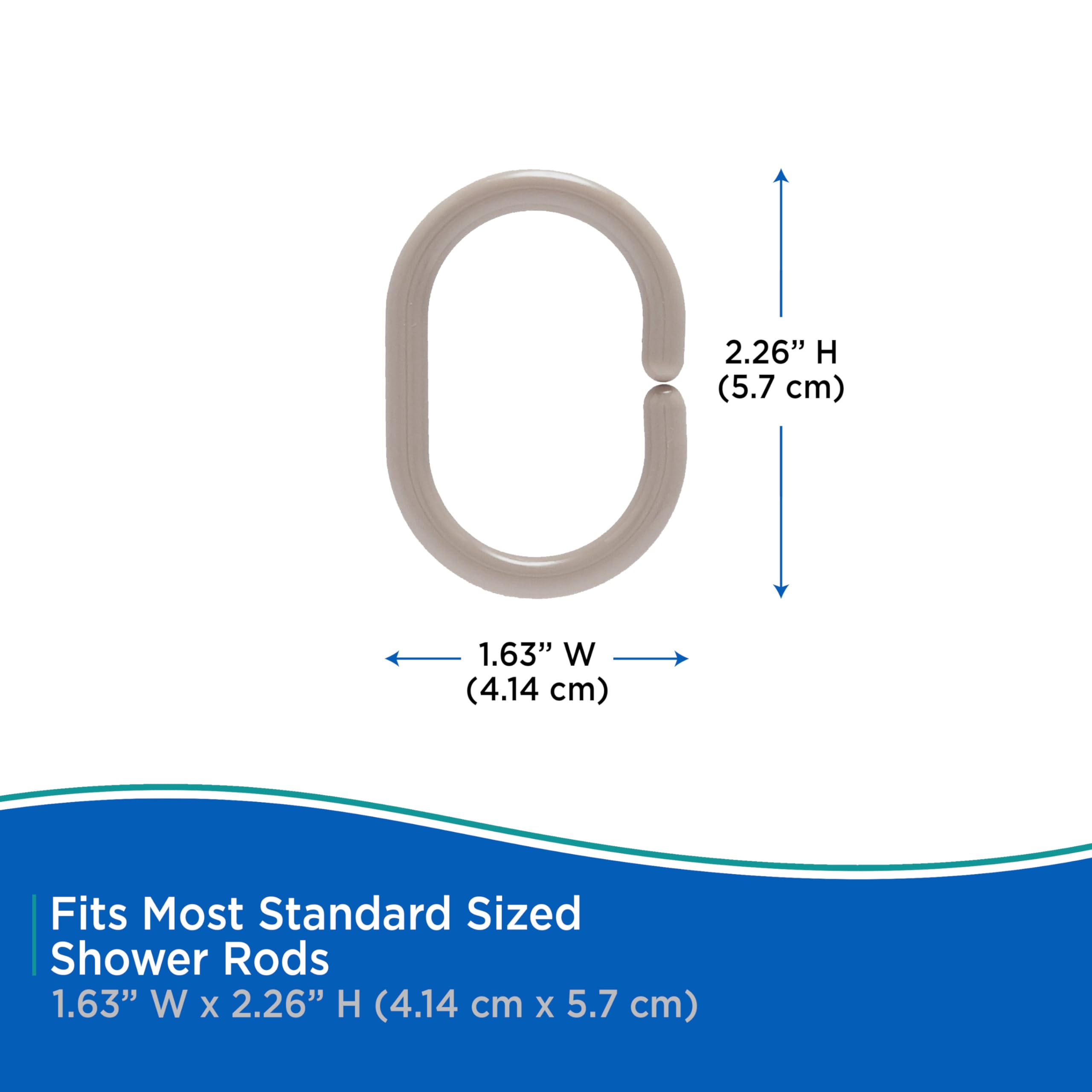 Kenney KN61754 Lightweight 3 Gauge Waterproof PEVA Shower Liner with Durable Eyelet Hang Holes, Weighted Magnetic Hem, and 12 Piece C-Ring Set for Bathroom, 70" W x 72" H, Taupe - Image 9