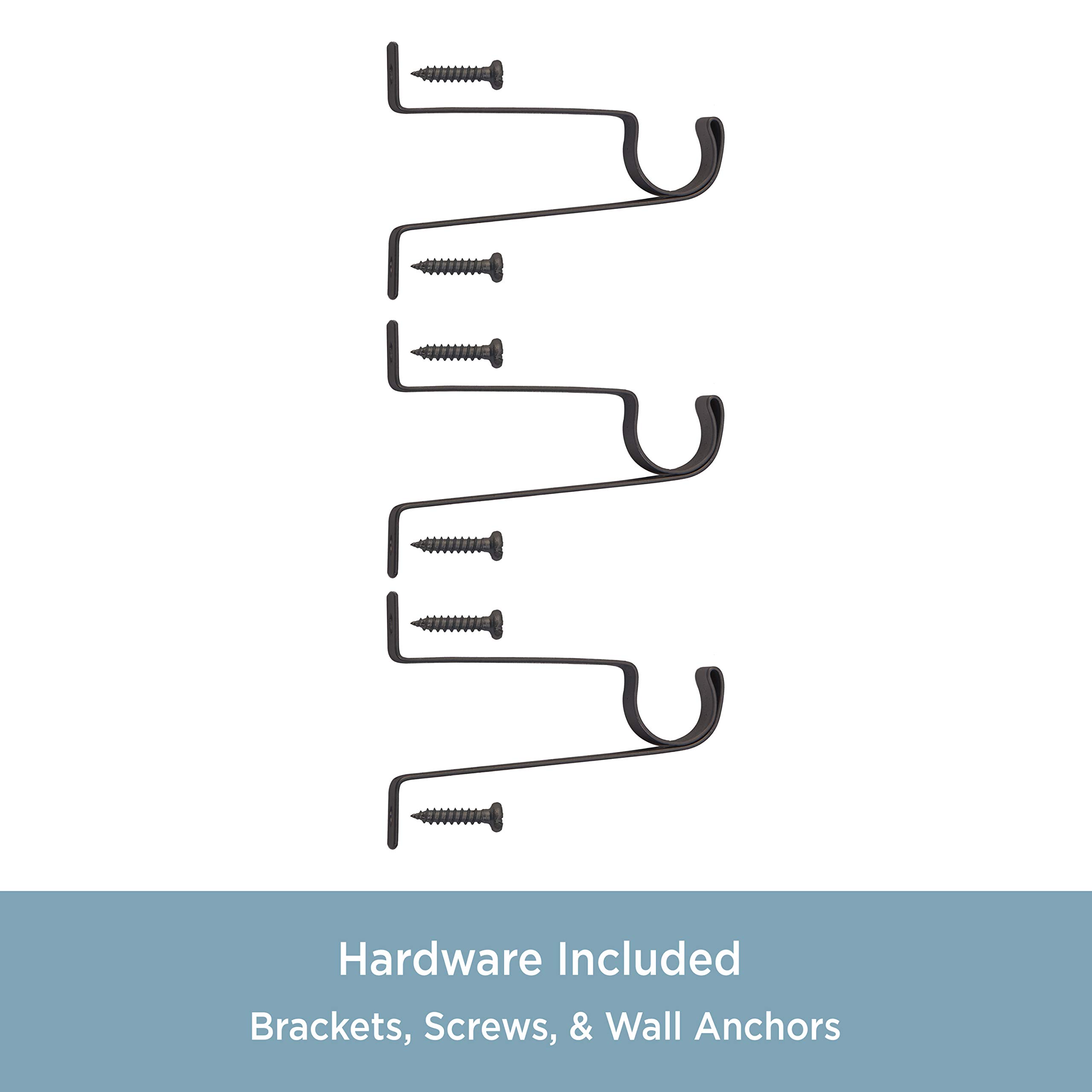 Kenney KN65407 Serena Large Plastic Heart Scroll End Standard Decorative Window Curtain Rod, 48-84" Adjustable Length, Chocolate Finish, 5/8" Diameter Steel Tube - Image 5