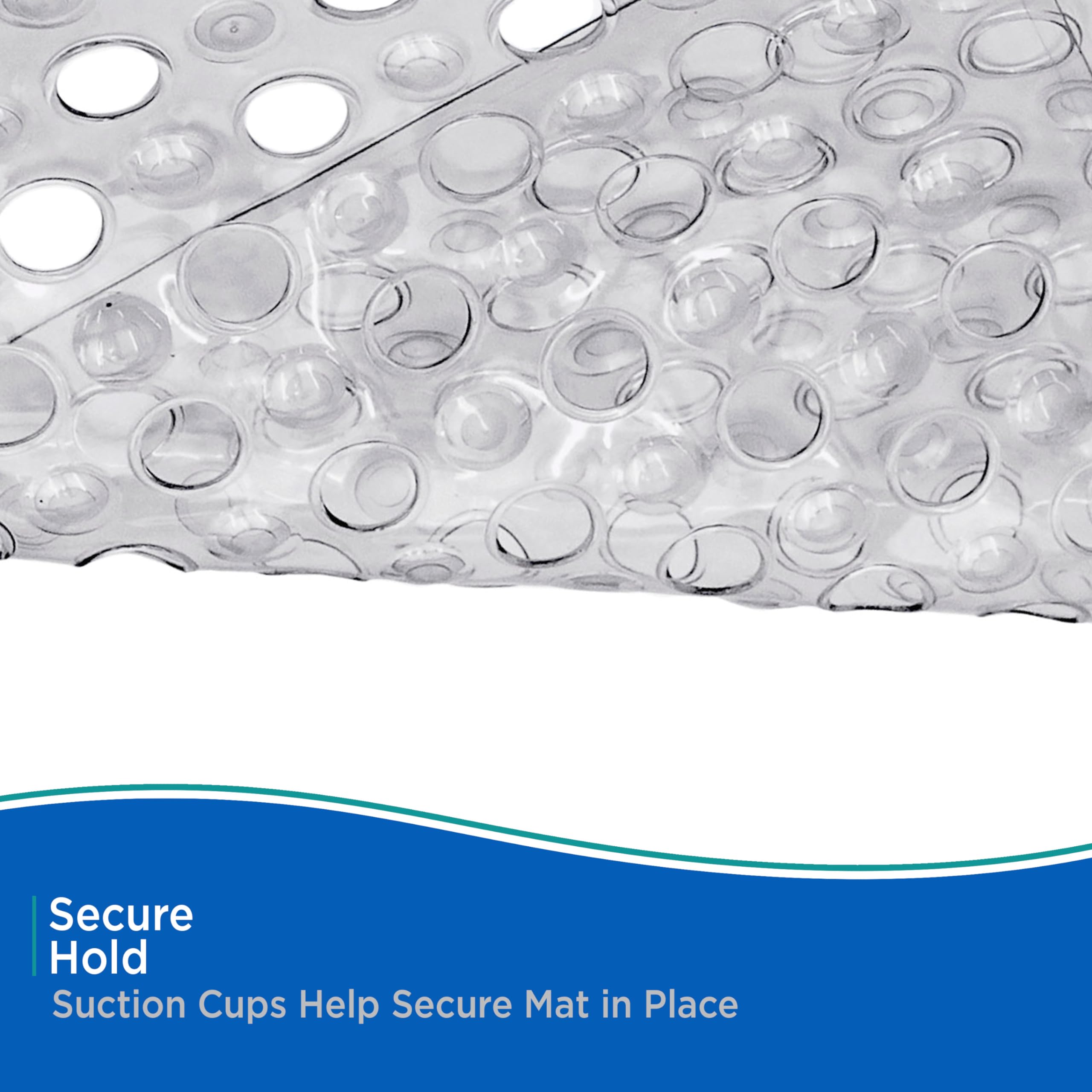 Kenney KN67245 Vinyl Bubble Bath Mat, Shower Mat, Tub Mat with Suction Cups and Large Drain Holes for Use Inside the Bathroom Shower, 27" L x 14.5" W, Gray - Image 5
