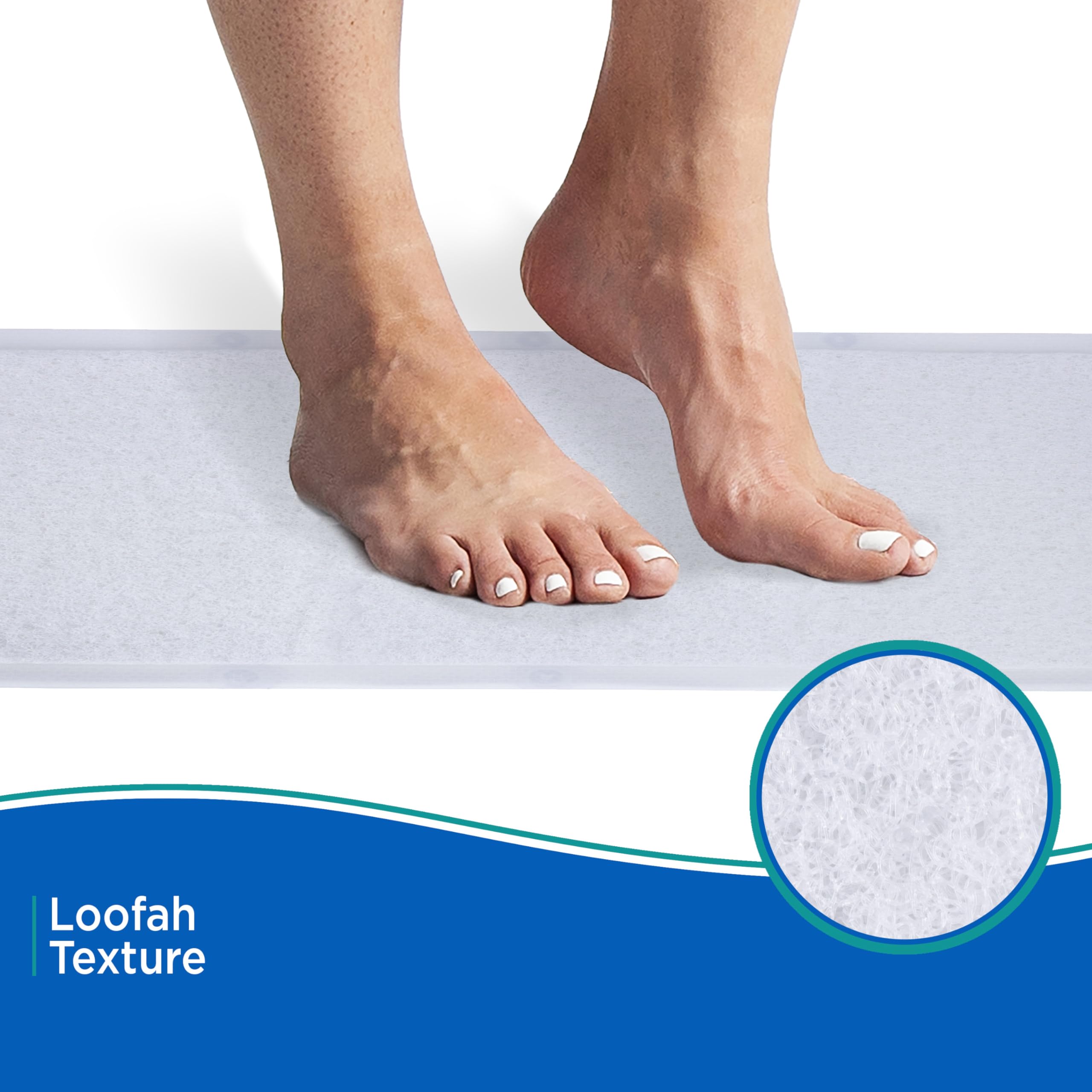 Kenney KN67258 Vinyl Loofah Bath Mat, Shower Mat, Tub Mat with Suction Cups for Use Inside the Bathroom Shower, 29" L x 17" W, Clear Frosted - Image 4