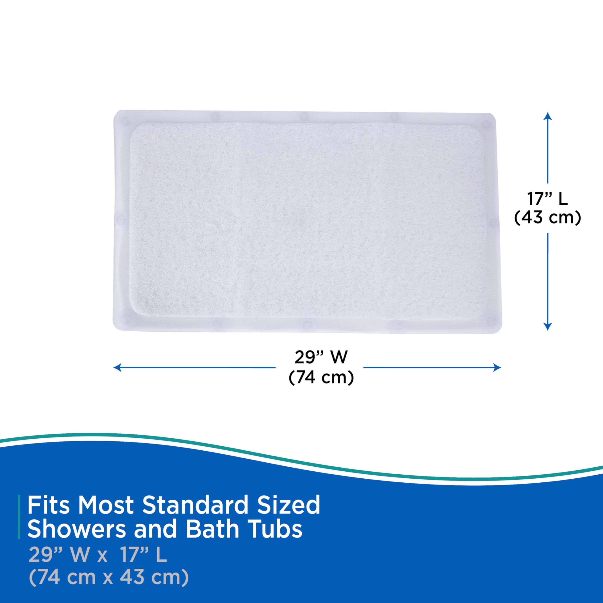 Kenney KN67258 Vinyl Loofah Bath Mat, Shower Mat, Tub Mat with Suction Cups for Use Inside the Bathroom Shower, 29" L x 17" W, Clear Frosted - Image 6