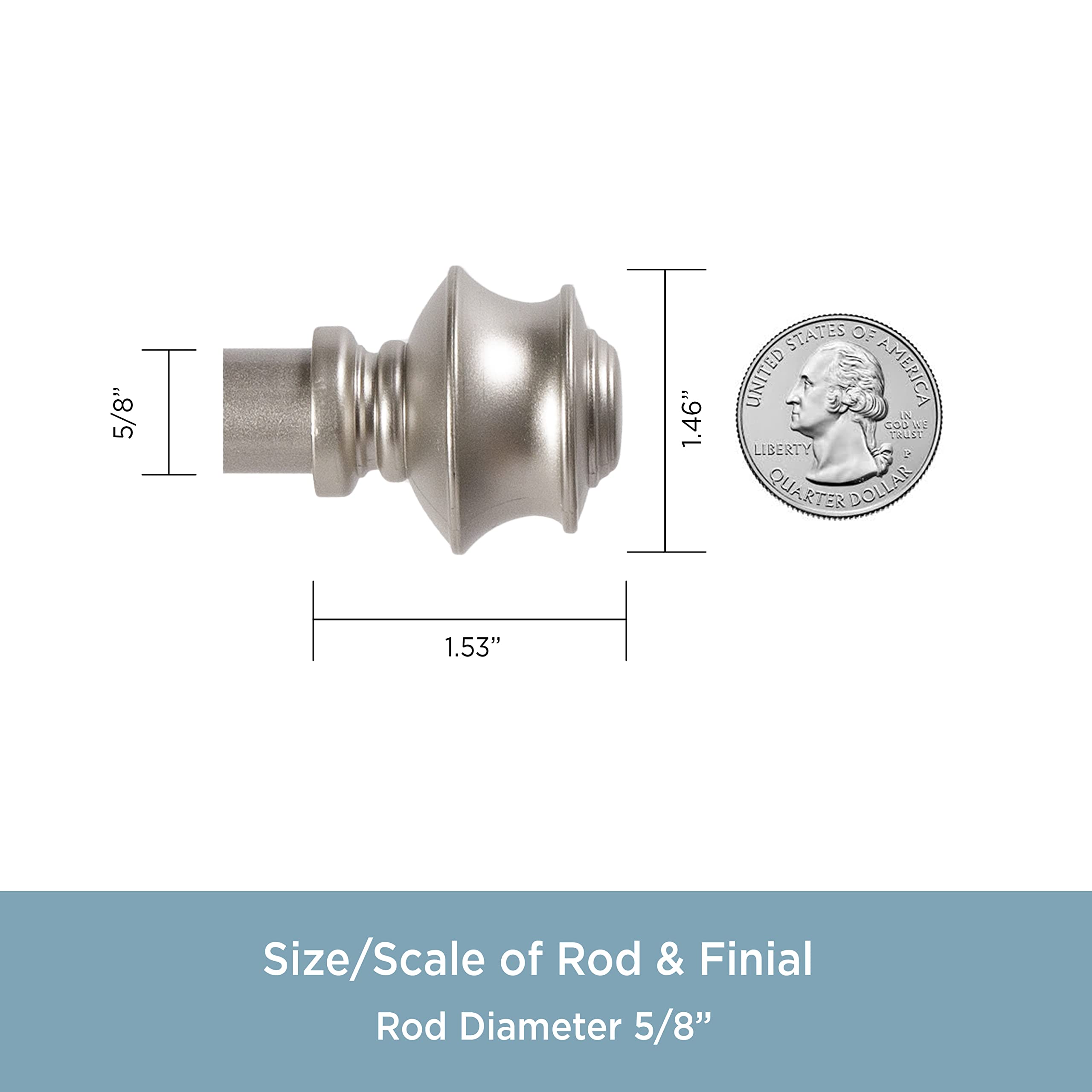 Kenney KN71870 Phoenix Knob End Standard Decorative Window Curtain Rod, 48-86" Adjustable Length, Brushed Nickel Finish, 5/8" Diameter Steel Tube - Image 3