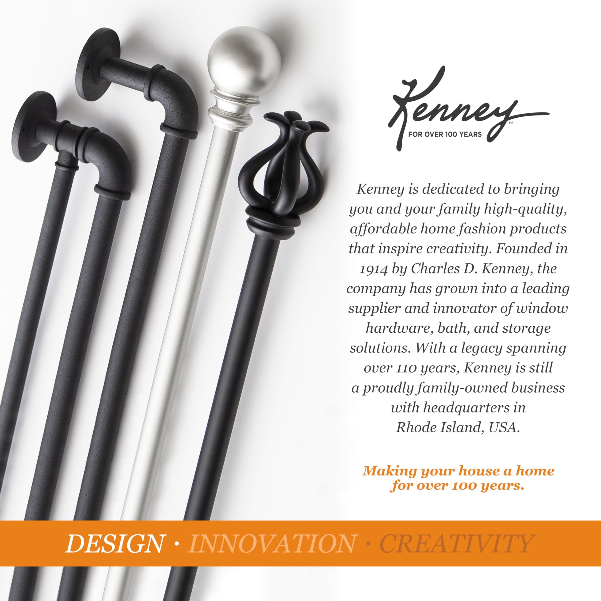 Kenney – Bailey Fast Fit Decorative Window Curtain Rod, Fluted Ends, No-Tools Installation, 5/8" Diameter, Adjustable 36–66", Oil Rubbed Bronze - Image 10