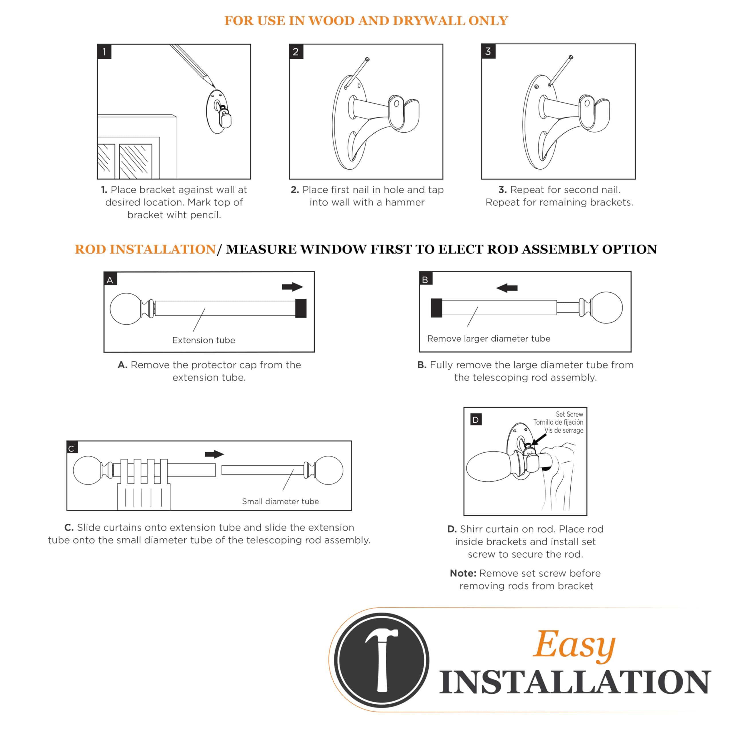 Kenney – Bailey Fast Fit Decorative Window Curtain Rod, Fluted Ends, No-Tools Installation, 5/8" Diameter, Adjustable 36–66", Oil Rubbed Bronze - Image 8