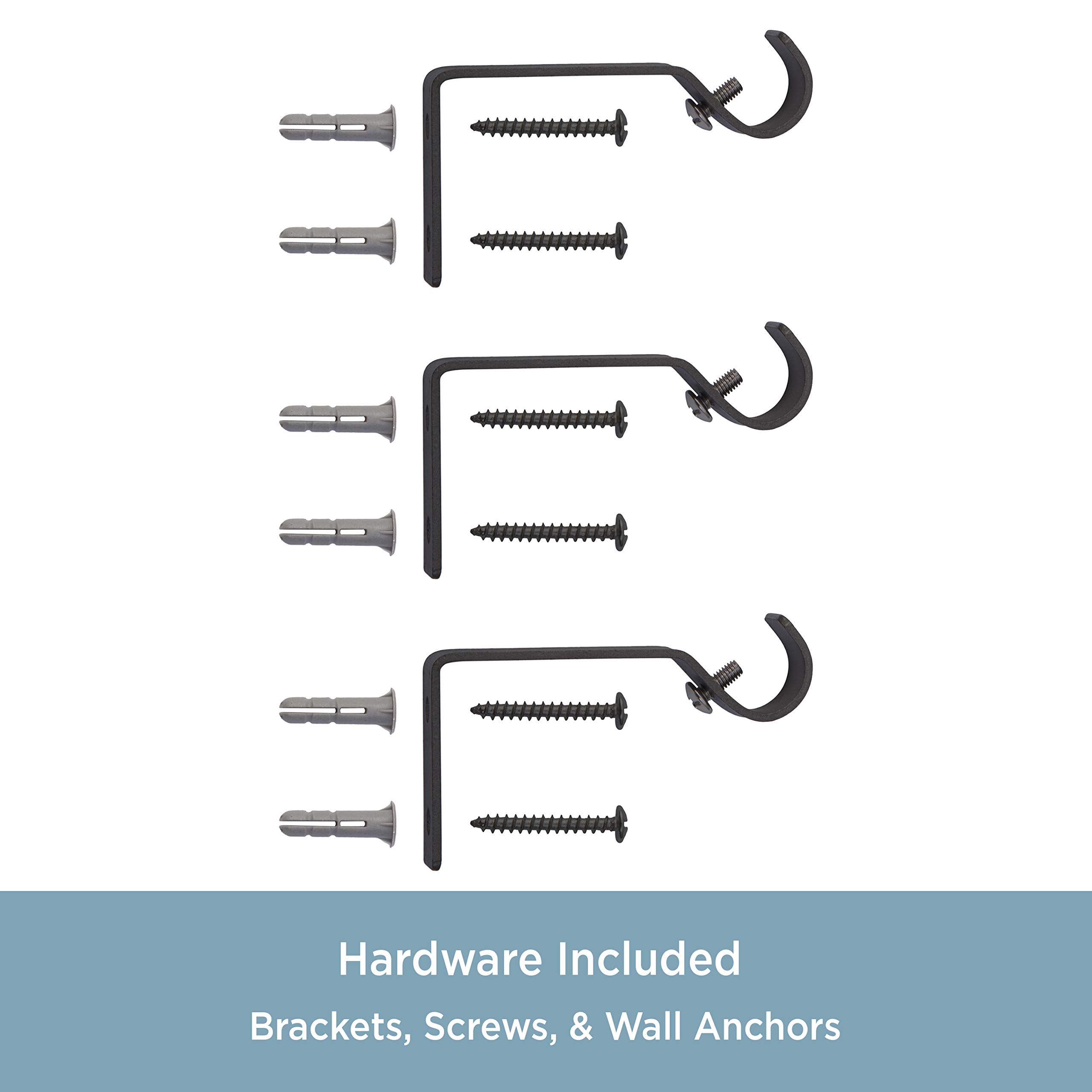 Kenney KN75797 Seville Square End Standard Decorative Window Curtain Rod, 90-130" Adjustable Length, Matte Black Finish, 5/8" Diameter Steel Tube - Image 5