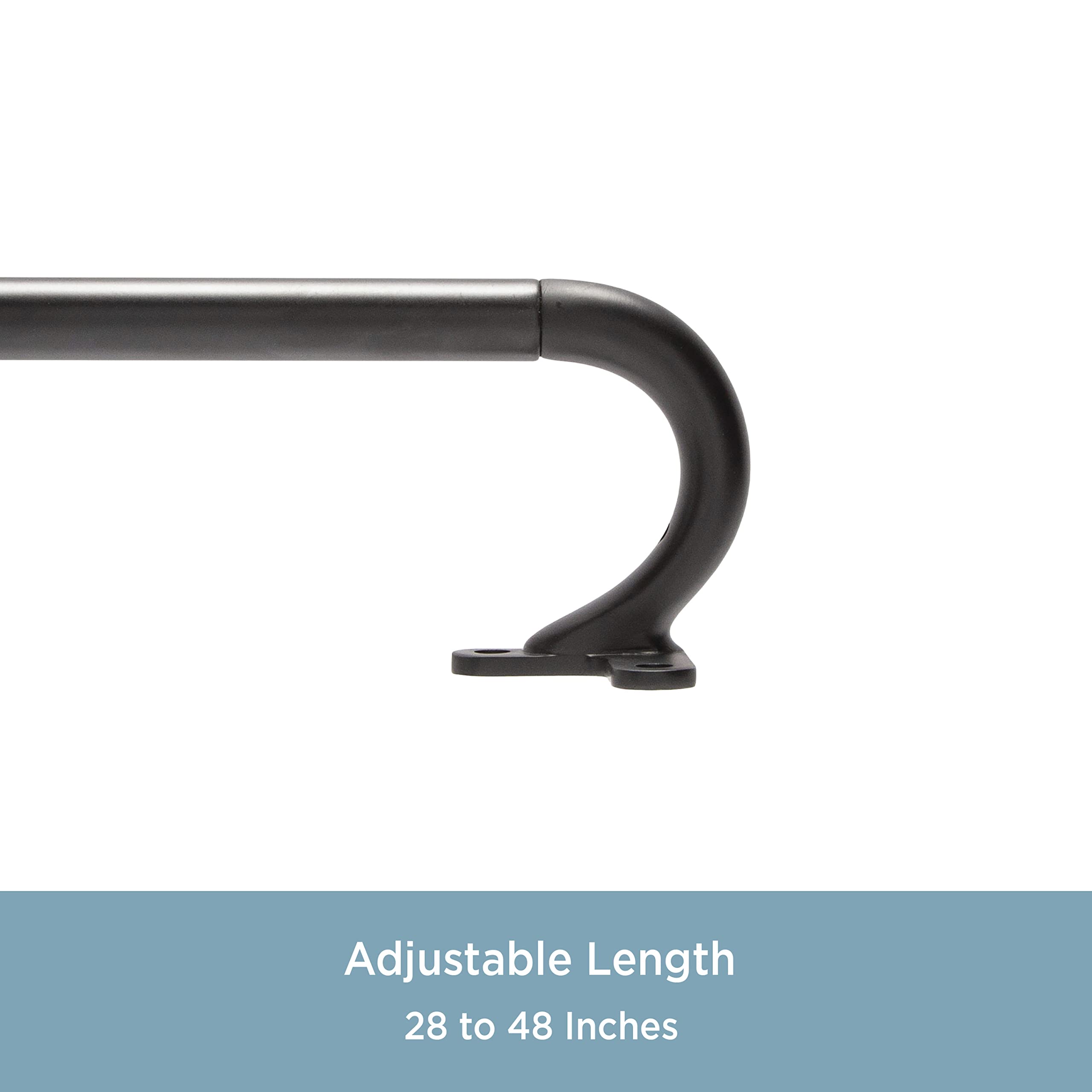 Kenney KN79256 Curved Blackout Room Darkening Wrap Around Curtain Rod, 28-48" Adjustable Length, Black Finish, 3/4" Diameter Steel Tube - Image 3
