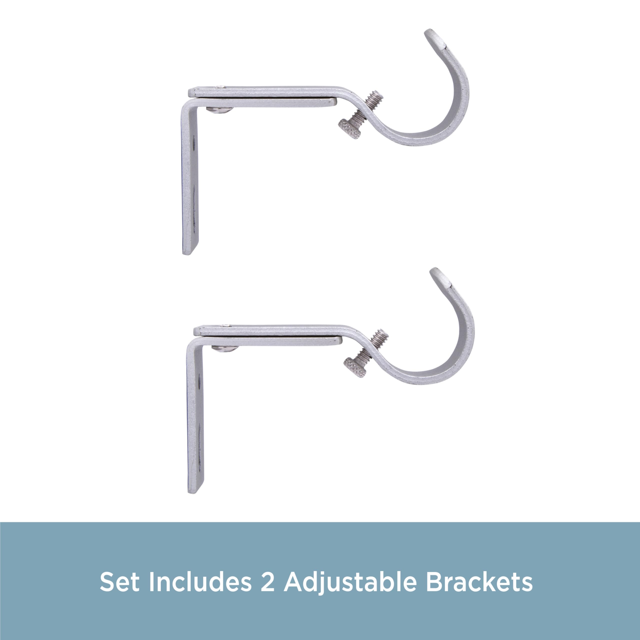 Kenney KN85318 1" Diameter Steel 3.5-4.5" Adjustable Curtain Rod Mounting Brackets, Wall Mount, 2-Pack, Satin Nickel - Image 3