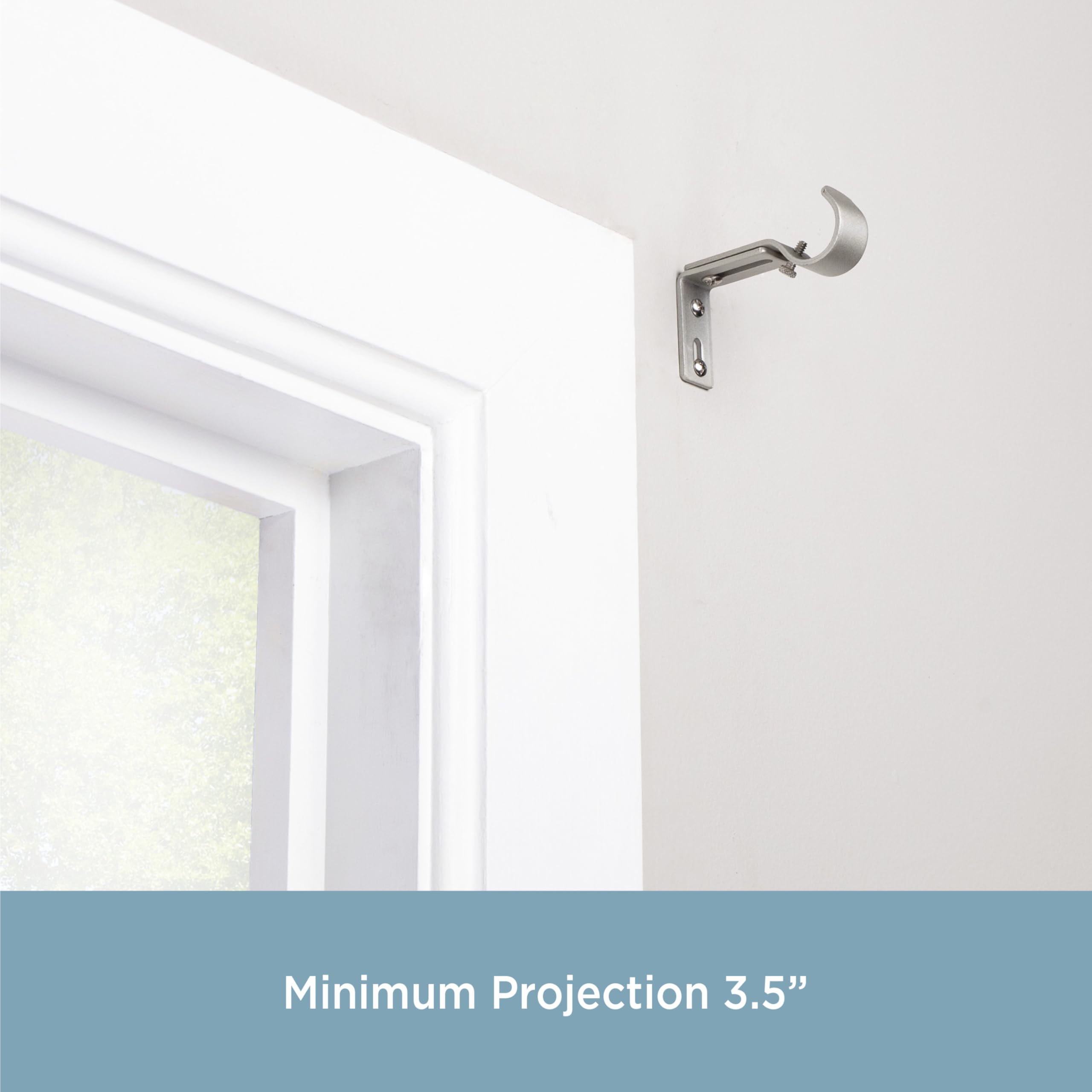 Kenney KN85318 1" Diameter Steel 3.5-4.5" Adjustable Curtain Rod Mounting Brackets, Wall Mount, 2-Pack, Satin Nickel - Image 4