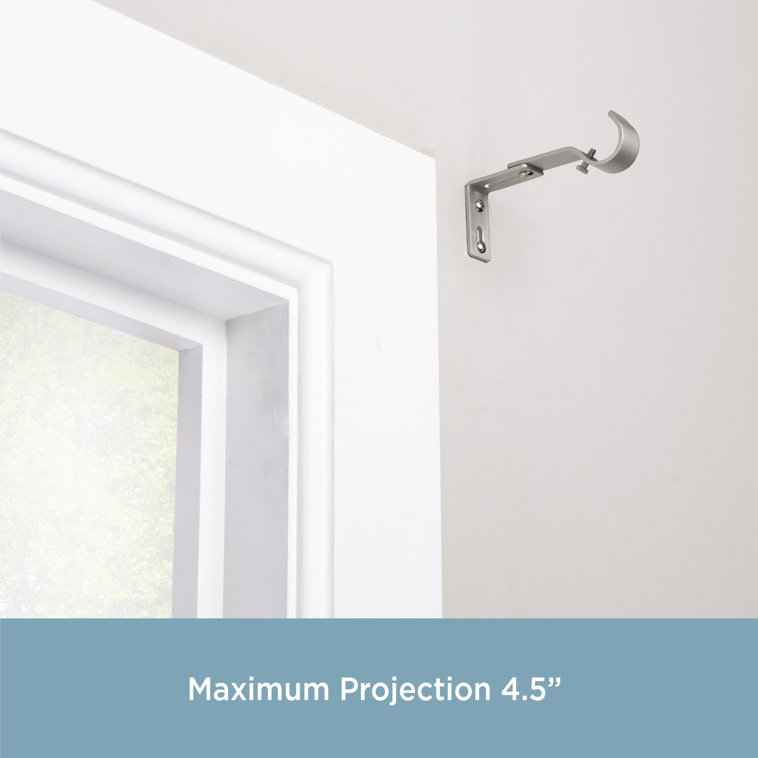 Kenney KN85318 1" Diameter Steel 3.5-4.5" Adjustable Curtain Rod Mounting Brackets, Wall Mount, 2-Pack, Satin Nickel - Image 5