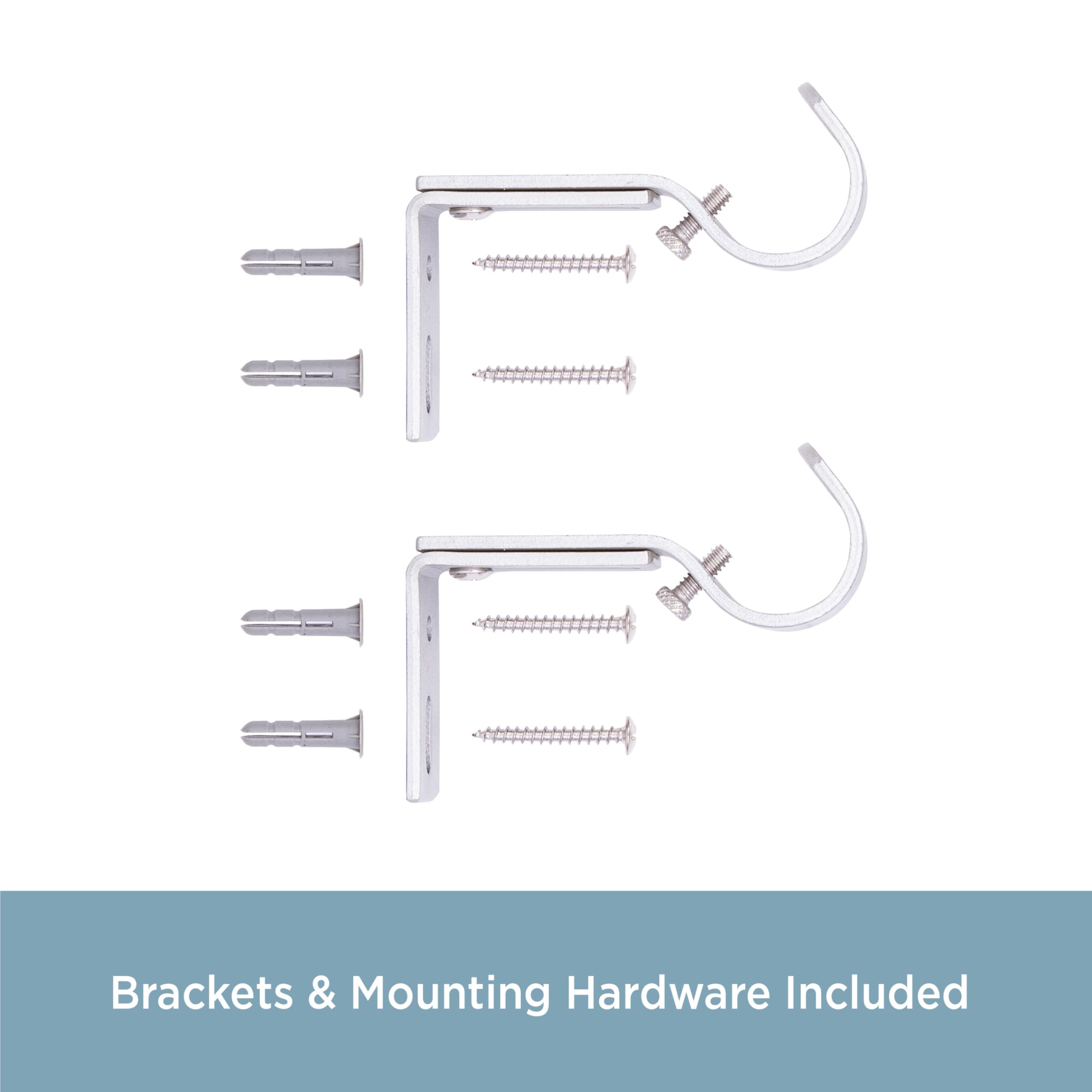 Kenney KN85318 1" Diameter Steel 3.5-4.5" Adjustable Curtain Rod Mounting Brackets, Wall Mount, 2-Pack, Satin Nickel - Image 6