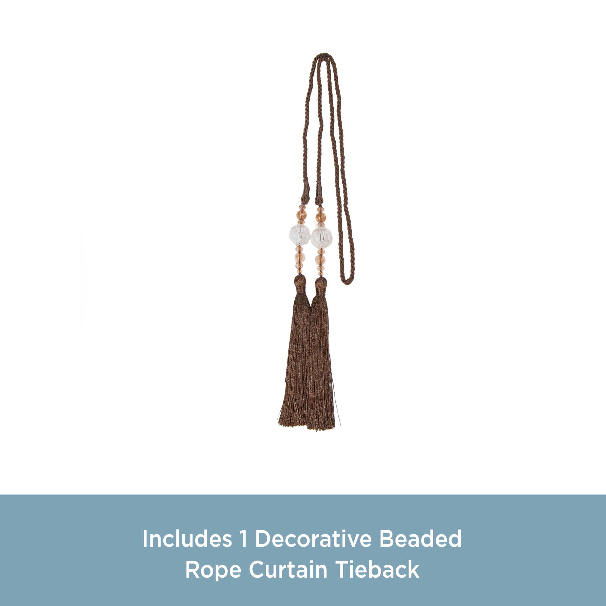 Kenney KN99817 Small Decorative 22" Beaded Rope Tassel Tieback for Curtains and Drapes, 1-Pack, Chocolate - Image 3
