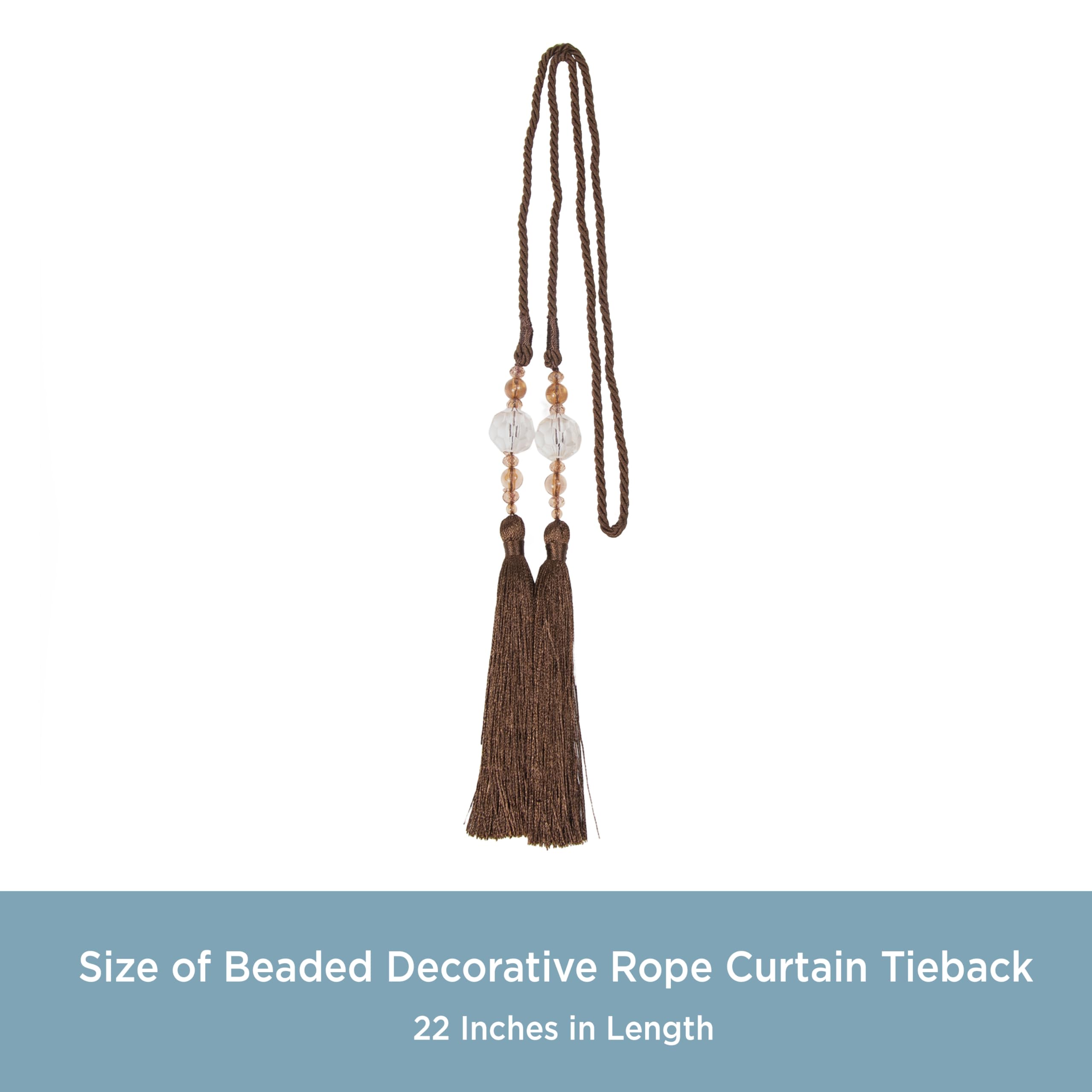 Kenney KN99817 Small Decorative 22" Beaded Rope Tassel Tieback for Curtains and Drapes, 1-Pack, Chocolate - Image 4