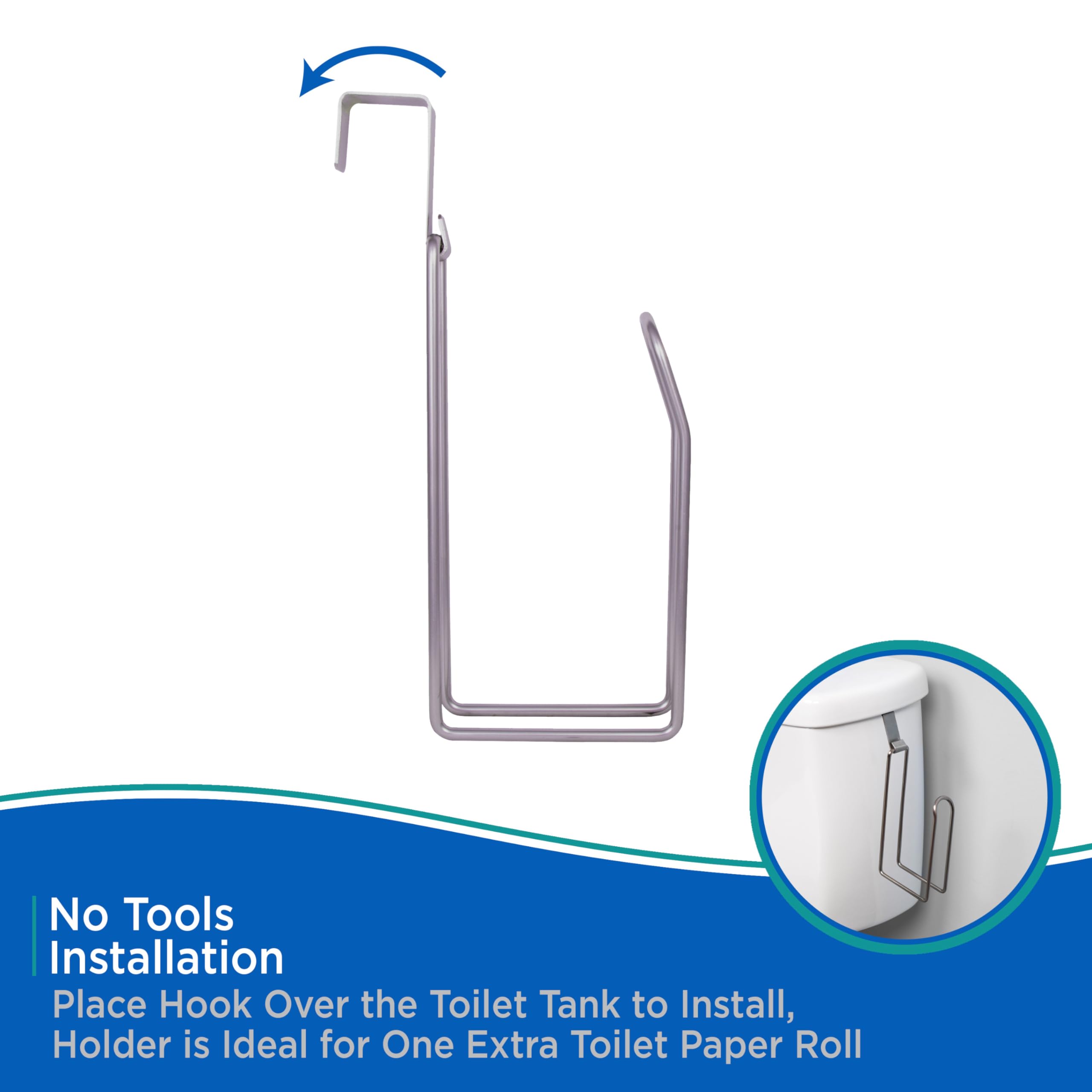 Kenney® Over the Tank Toilet Paper Holder, Brushed Nickel - Image 4