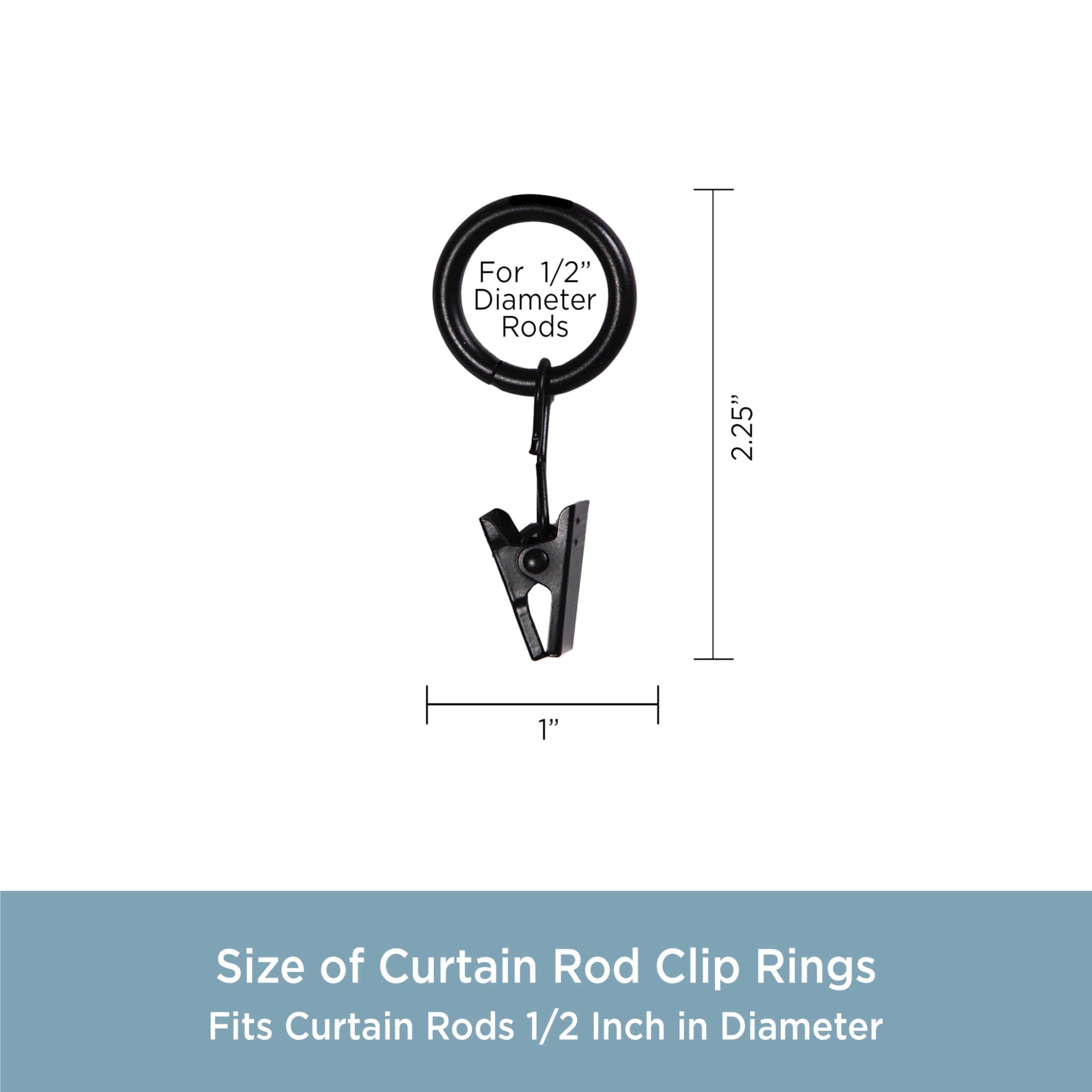 Kenney Petit Window Curtain Clip Rings, 14-Pack, Black - Image 3