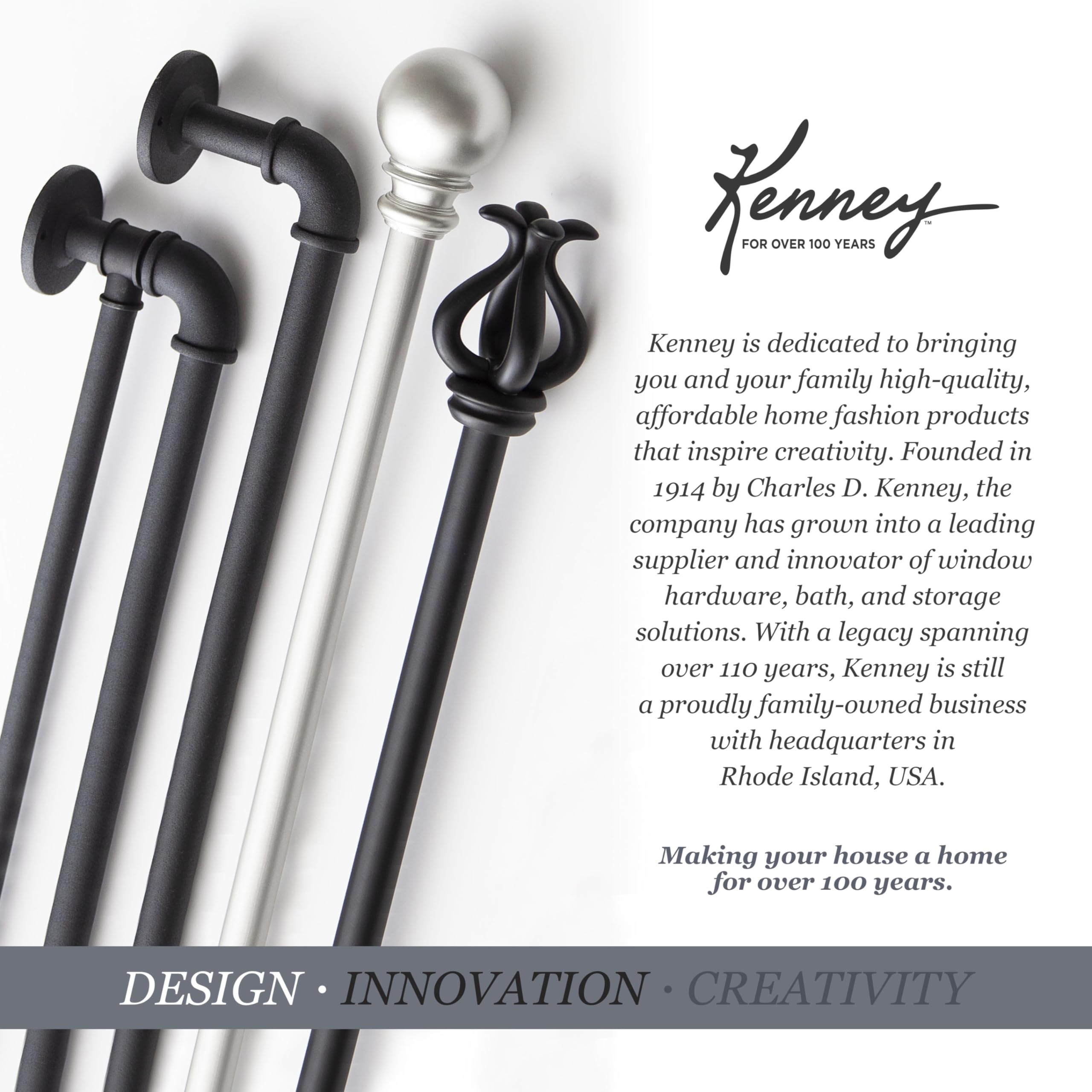 Kenney Deco Window Curtain Rod, 48 to 86-Inch, Cocoa - Image 11