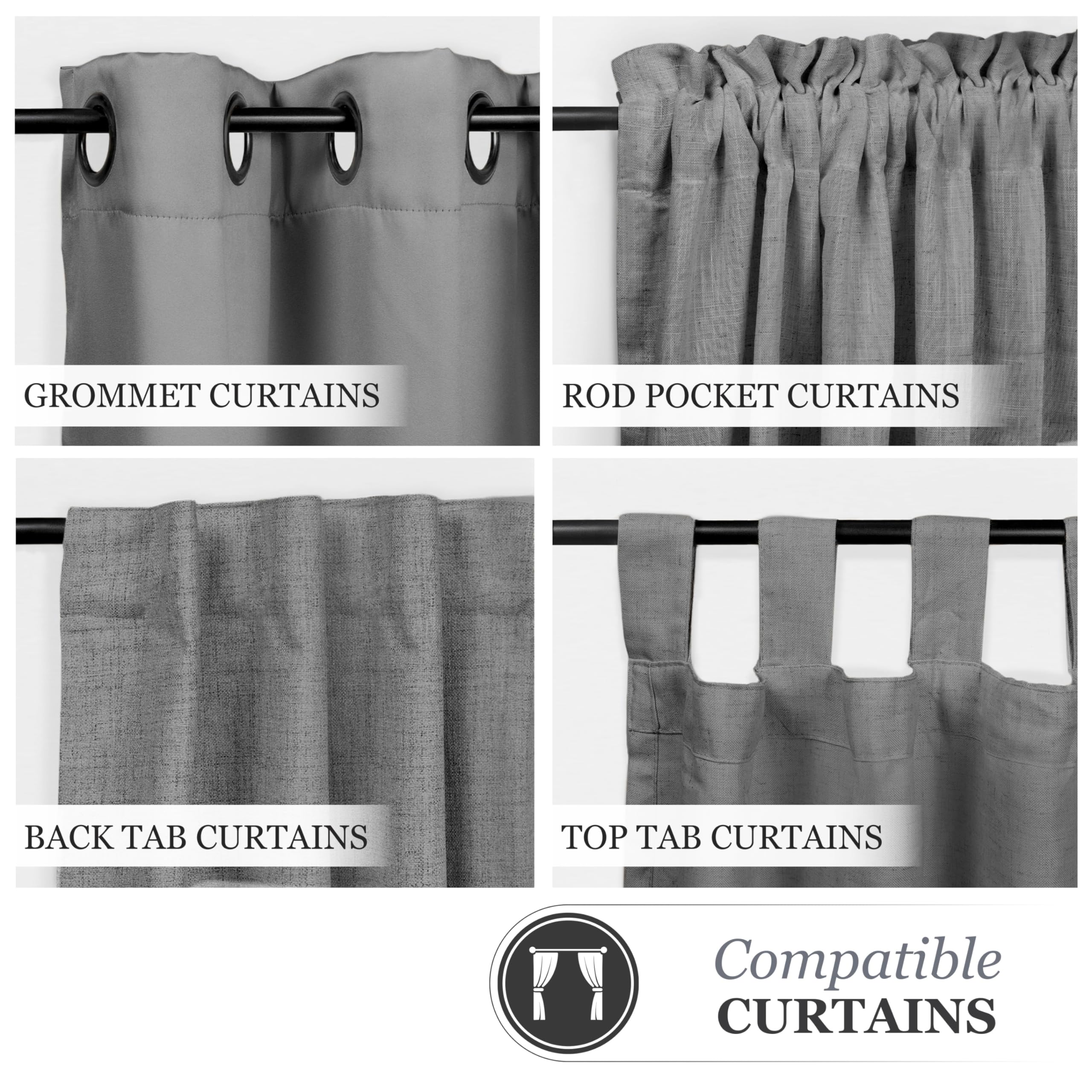 Kenney Nicholas Twist & Fit No Tools Tension Curtain Rod, 48 to 84 Inches, Brushed Nickel Silver Extendable, Easy Install - Image 6